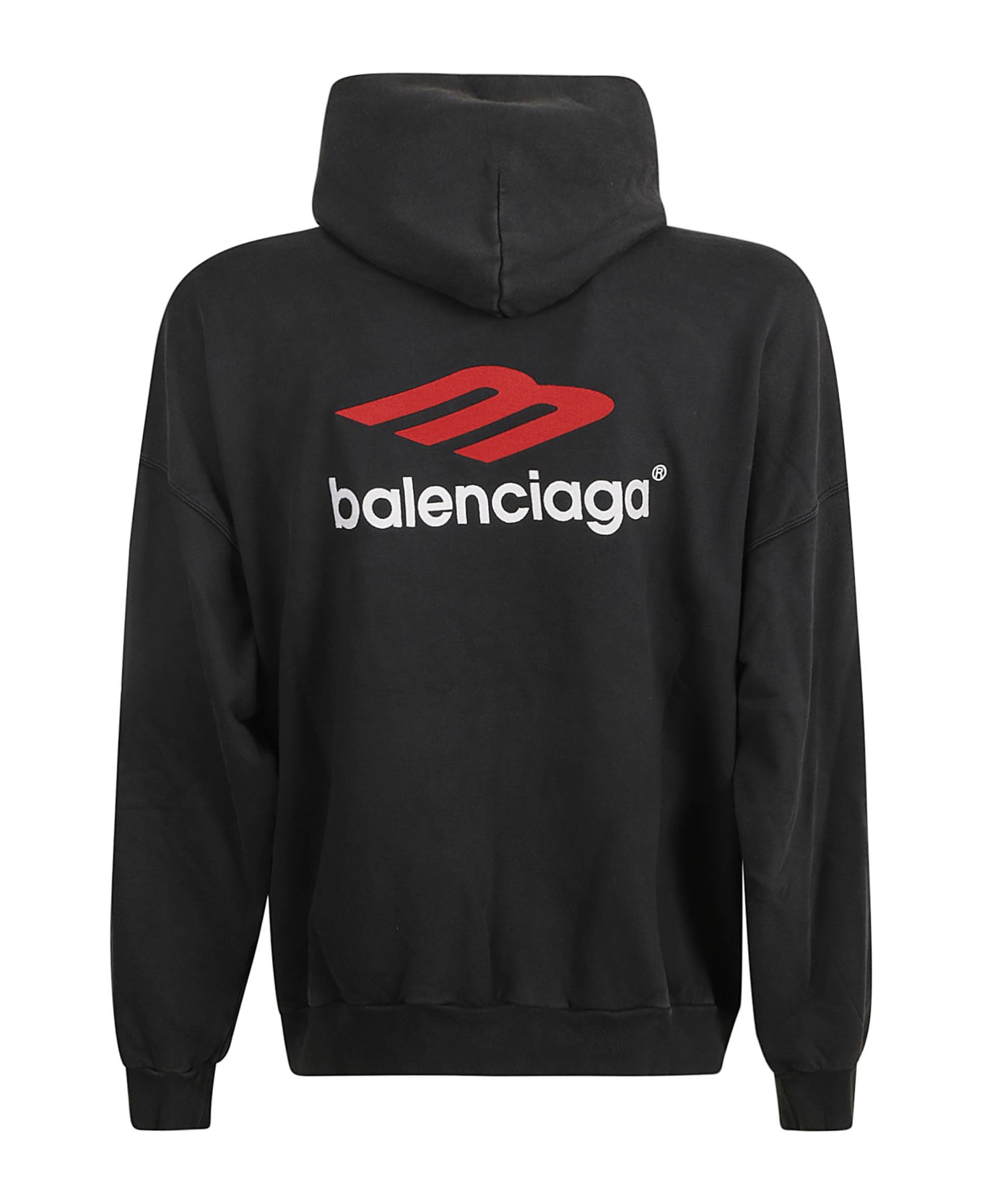 Balenciaga 3b Icon Embroidered Hoodie - Fade Black/red/white フリース