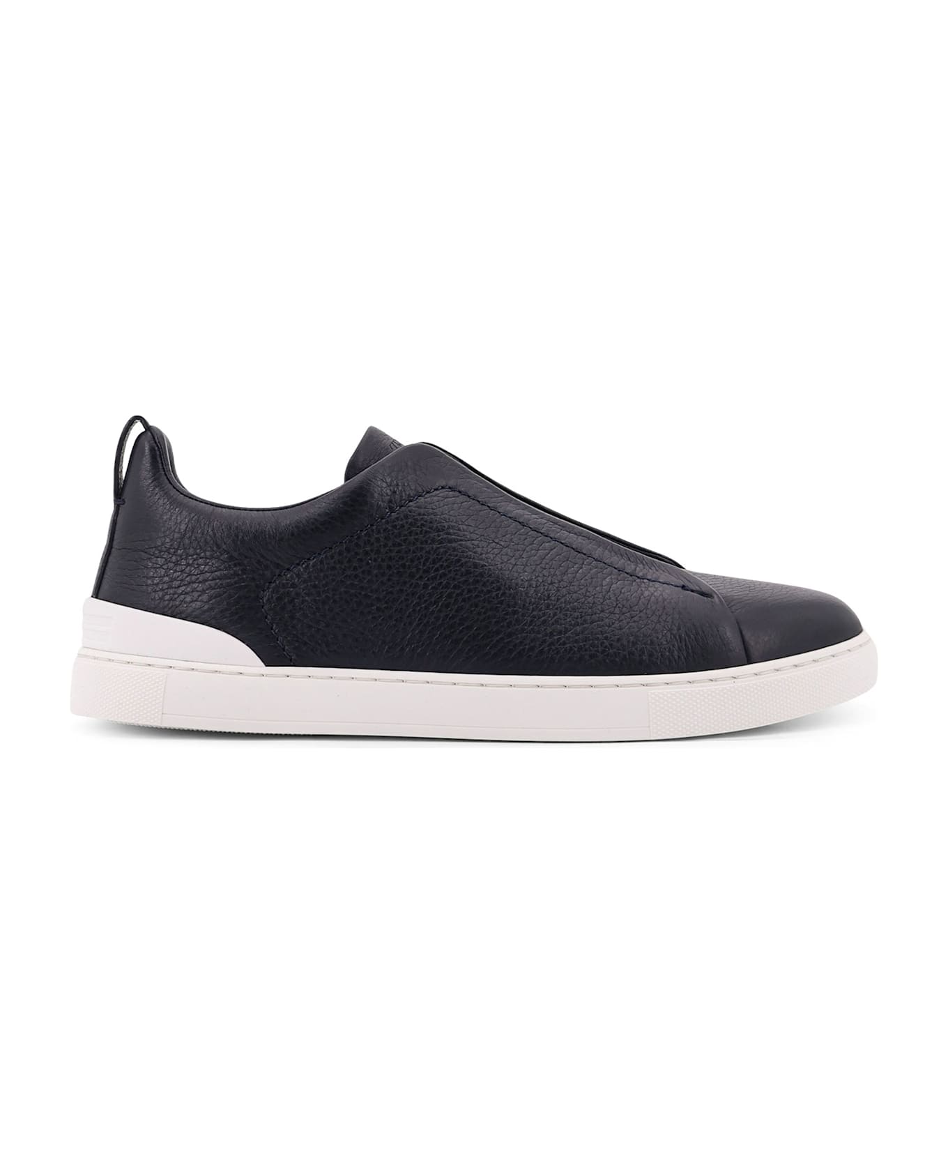 Zegna Triple Stitch Leather Sneakers - Blue