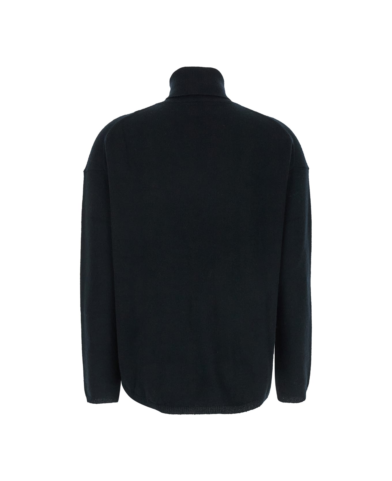 Allude Black High Neck Sweater With Dropped Shoulders In Cashmere Woman - Black