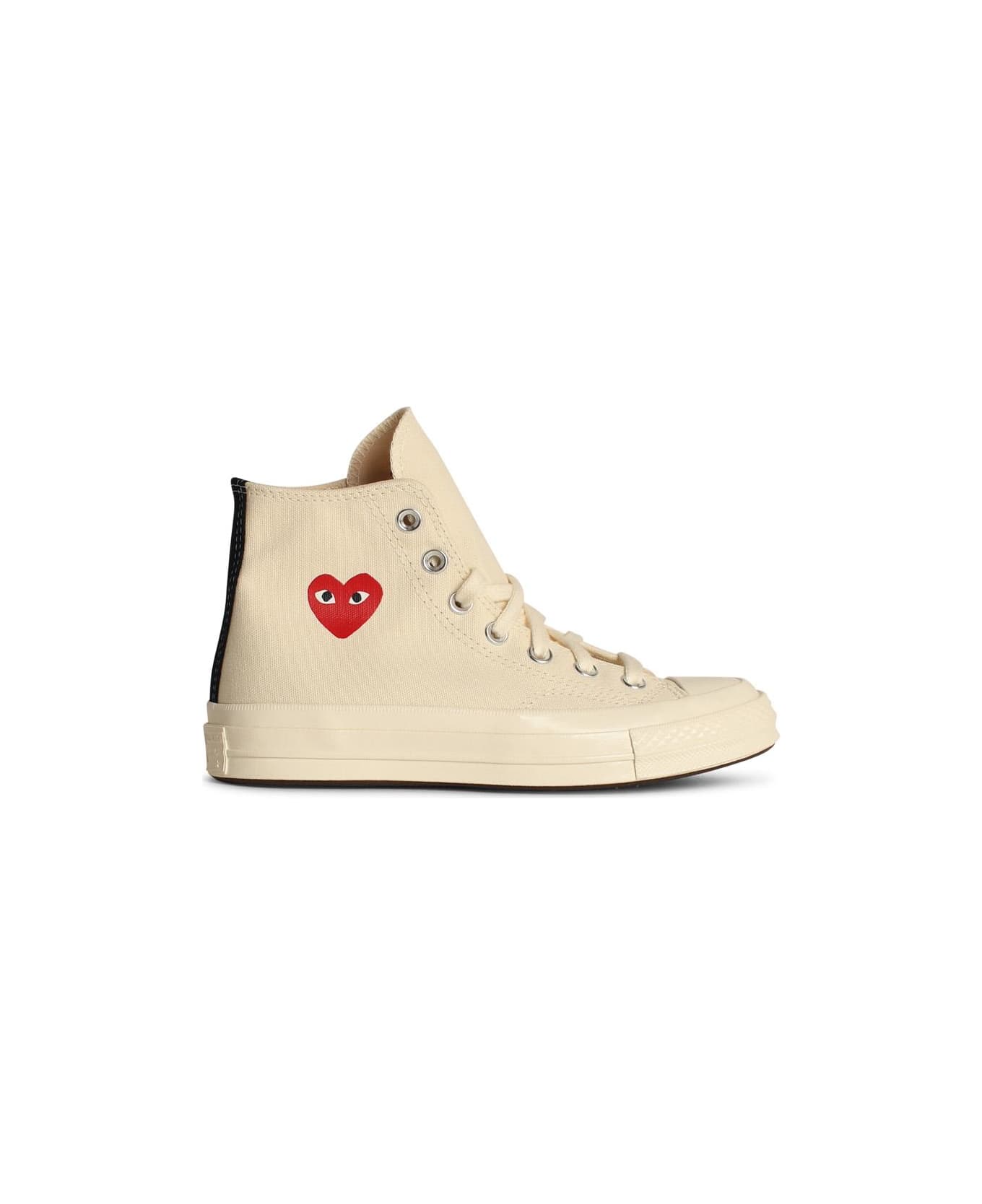 Comme des Garçons Play 'red Heart' White Tela Sneakers - White