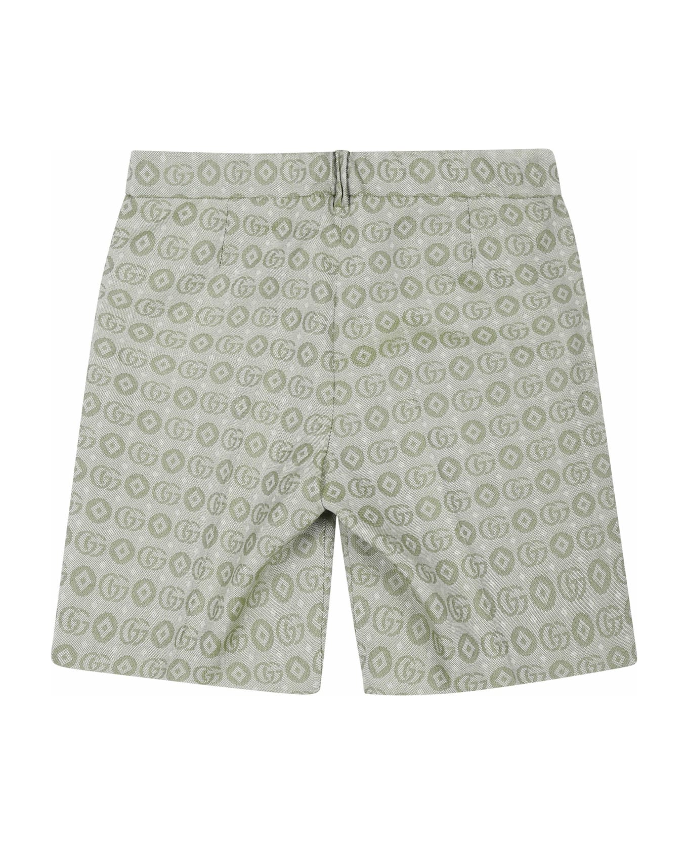 Gucci Green Shorts For Baby Boy With Double G - Green