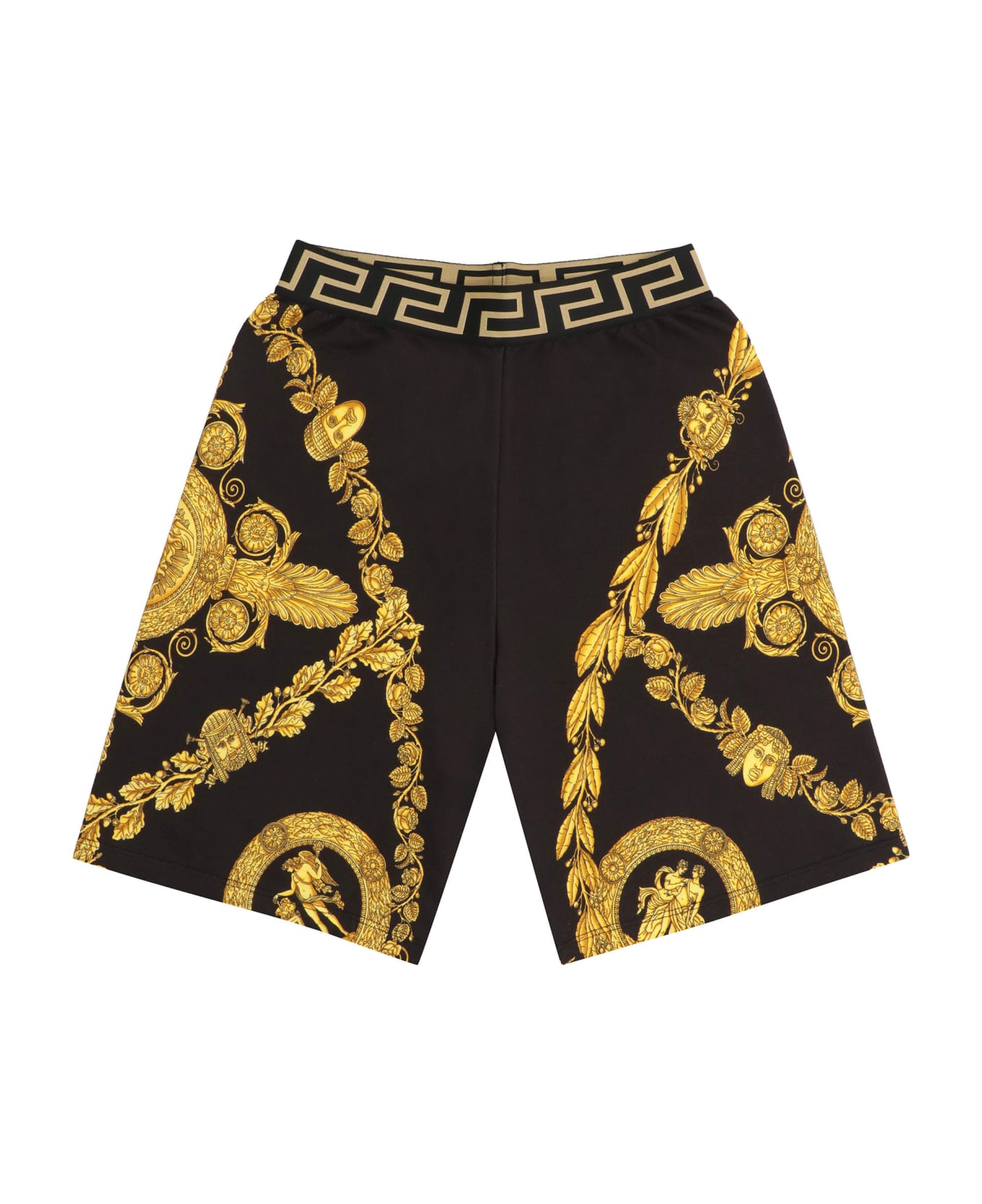 Young Versace Printed Cotton Shorts - black
