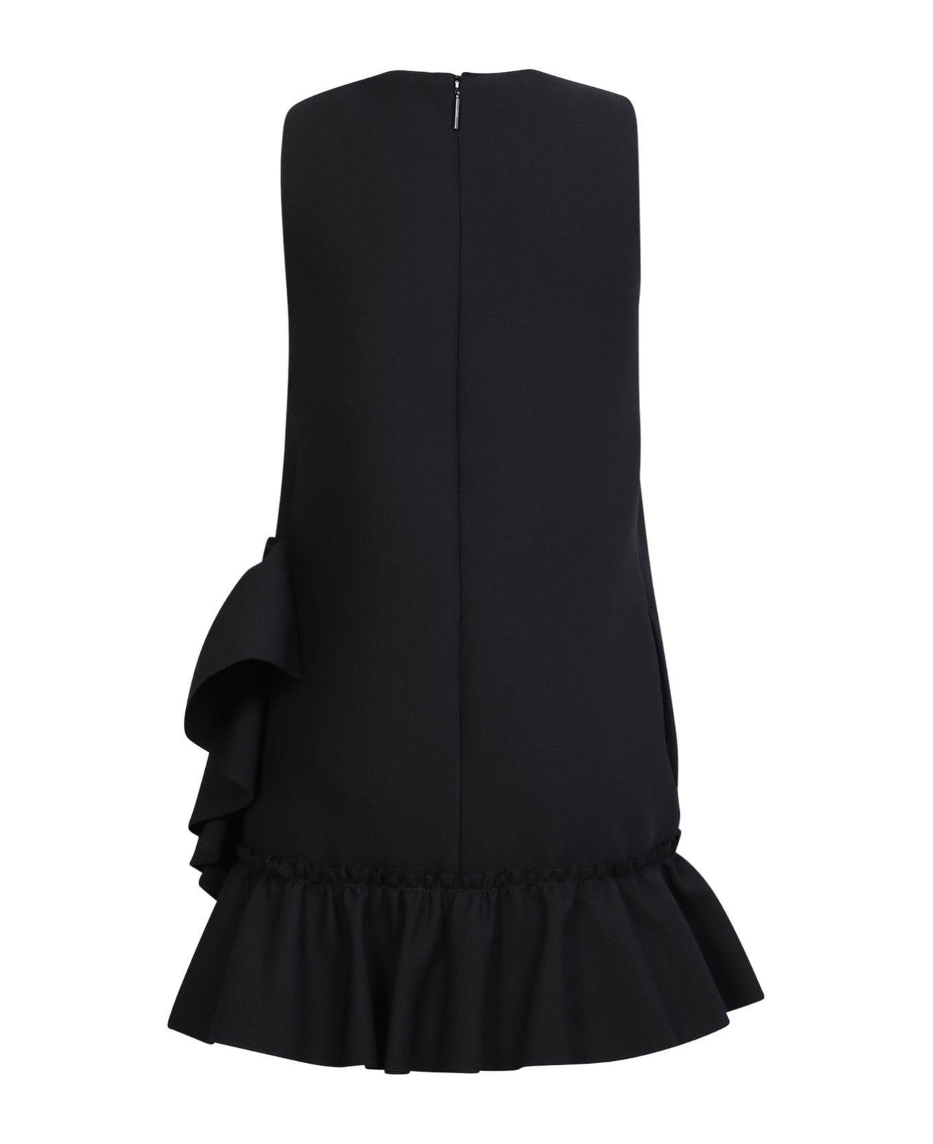 MSGM Ruffled Crewneck Sleeveless Dress - BLACK