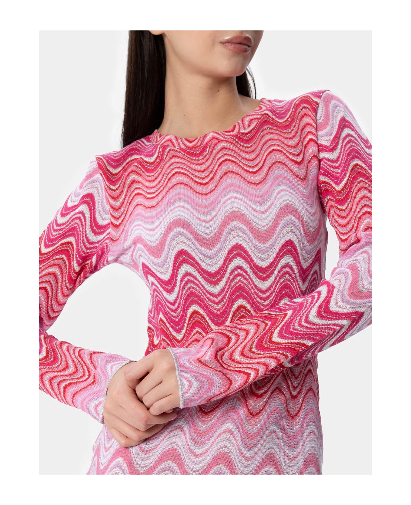 MC2 Saint Barth Woman Raschel Knit Pink Short Dress Imany - PINK