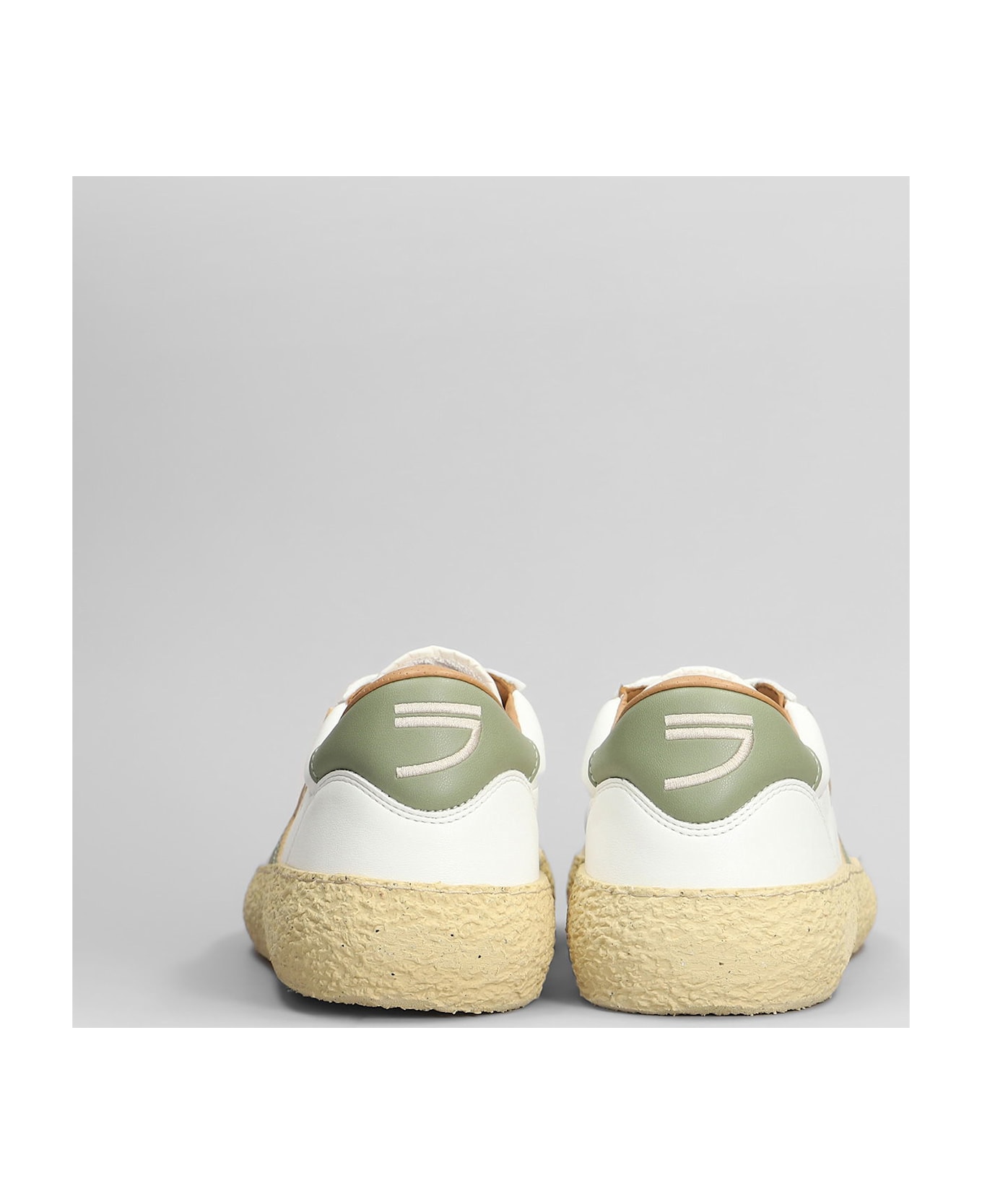 Puraai Olive Spring Sneakers In White Leather - white