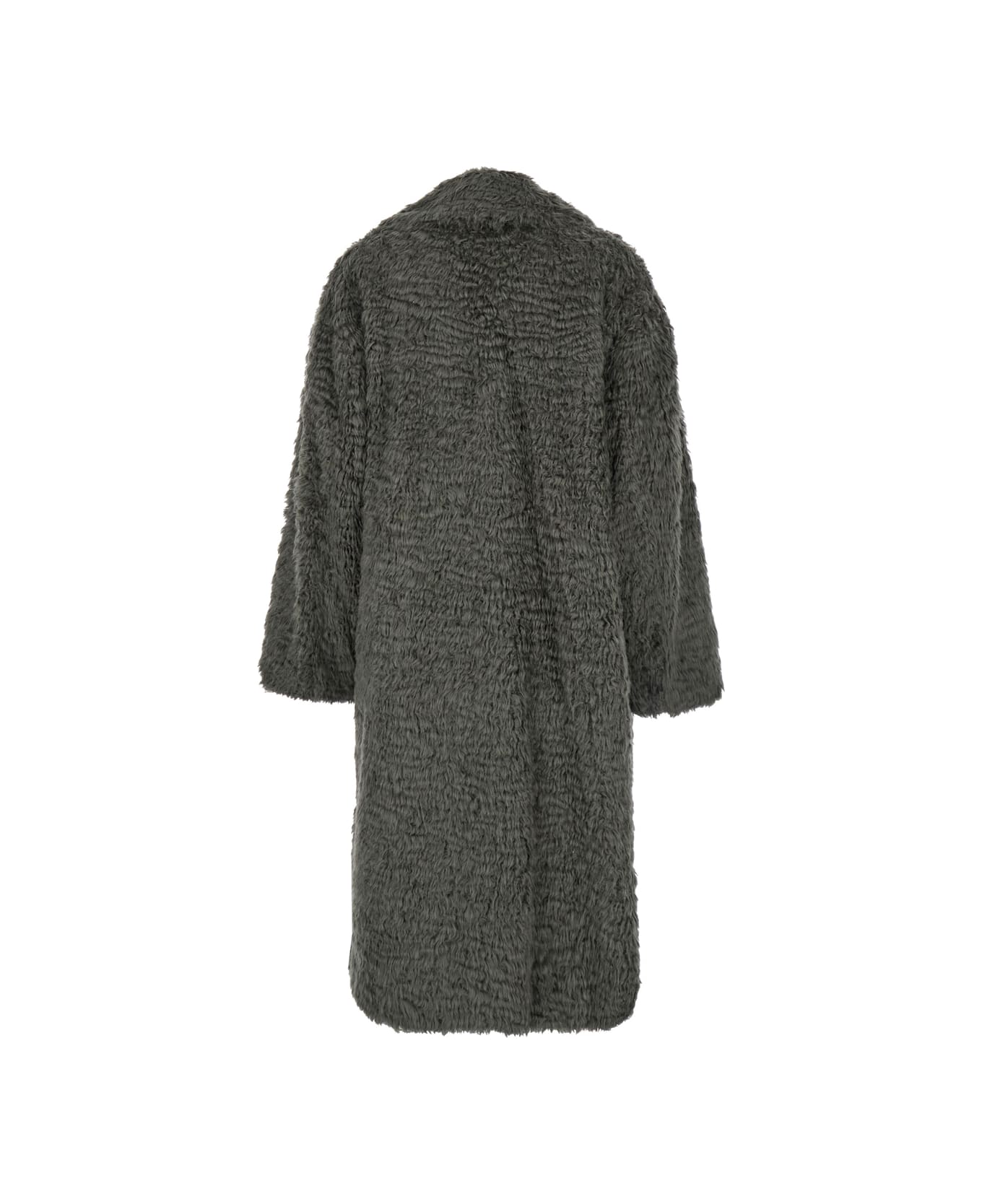 STAND STUDIO 'nicole' Grey Double-breasted Coat With Classic Revers In Eco-fur Woman - Smoke Grey