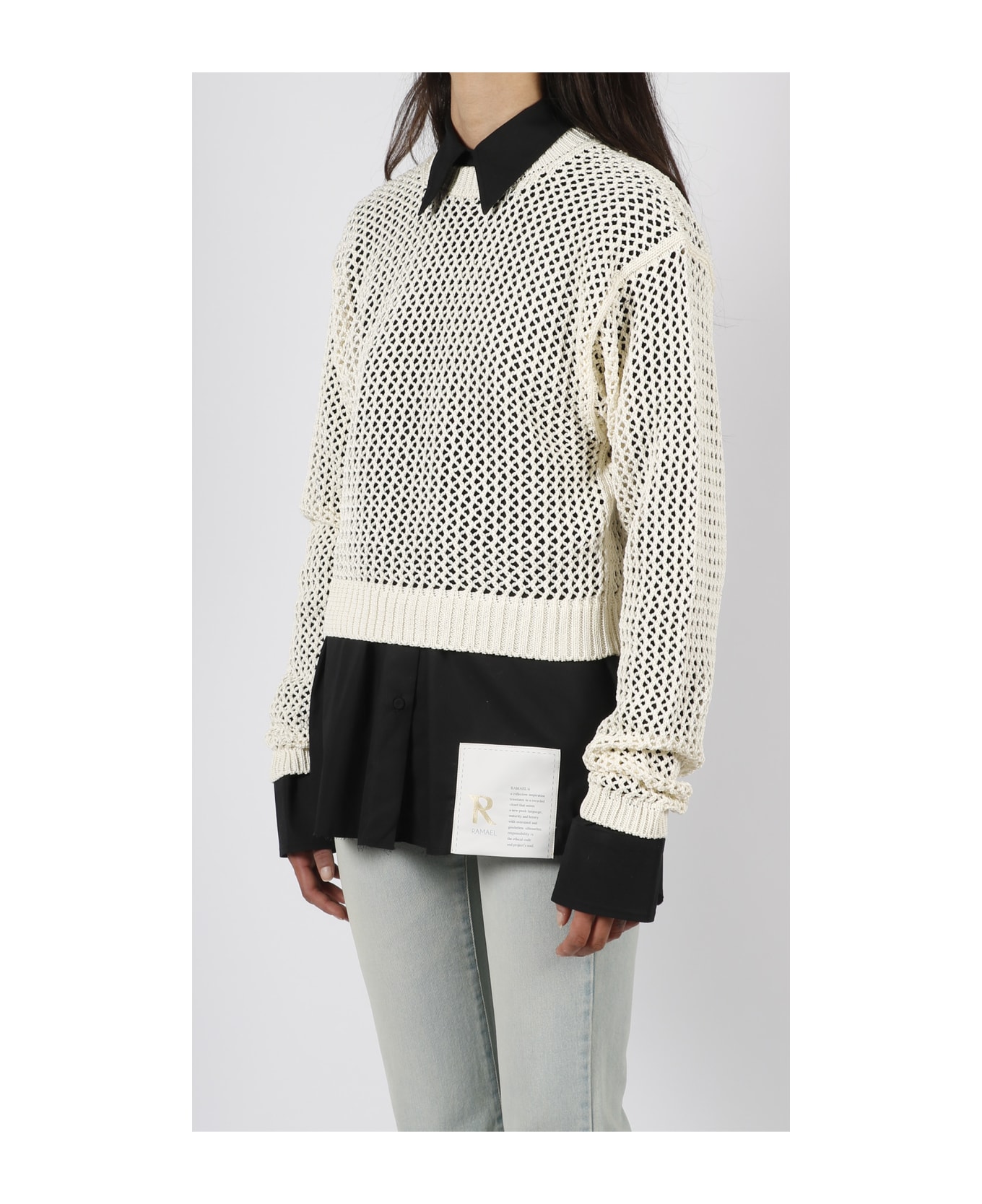 Ramael Bio Cable Crewneck Sweater - White