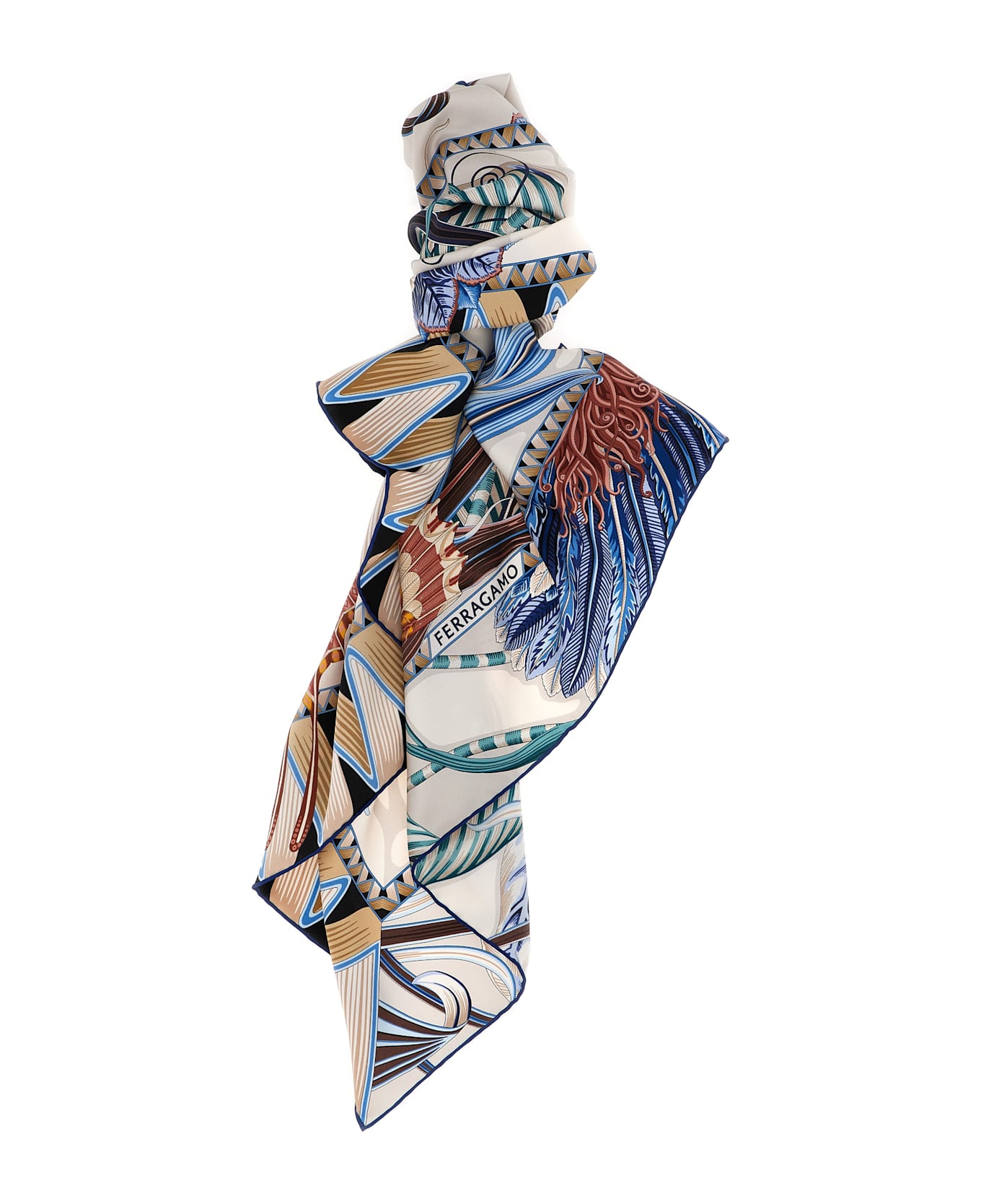 スカーフ FERRAGAMO FW25 'Giada' print scarf (785341 AVORIOBLU) Ferragamo 'giada' Print Scarf | italist