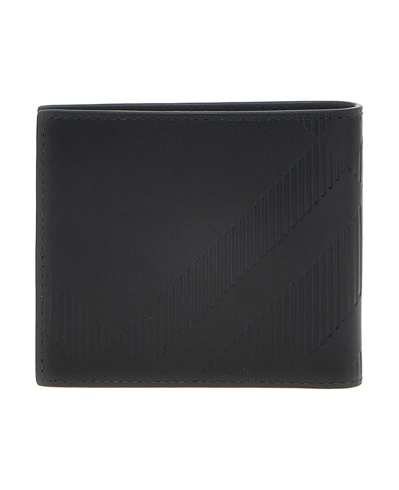 Burberry Check Embossed Bi-fold Wallet - Black