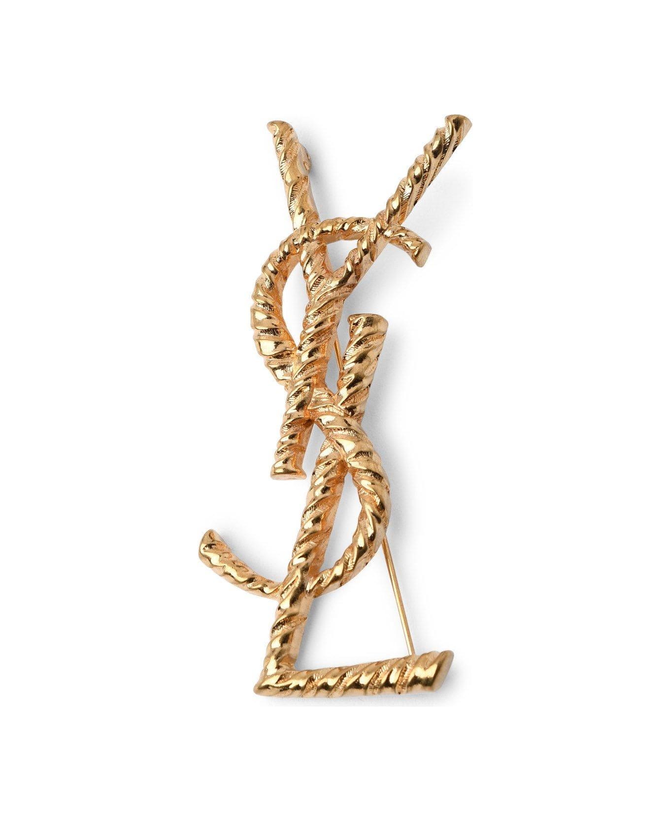 Saint Laurent Opyum YSL Twisted Brooch in Metal