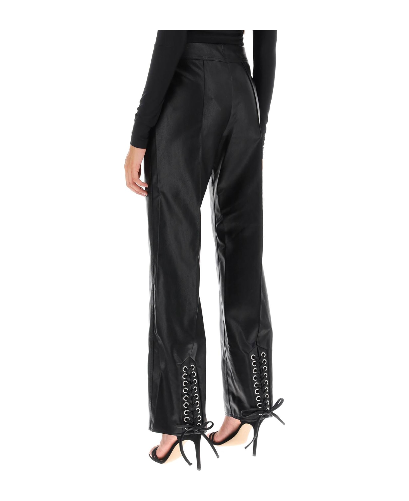 Rotate by Birger Christensen Straight-cut Pants In Faux Leather - BLACK (Black)