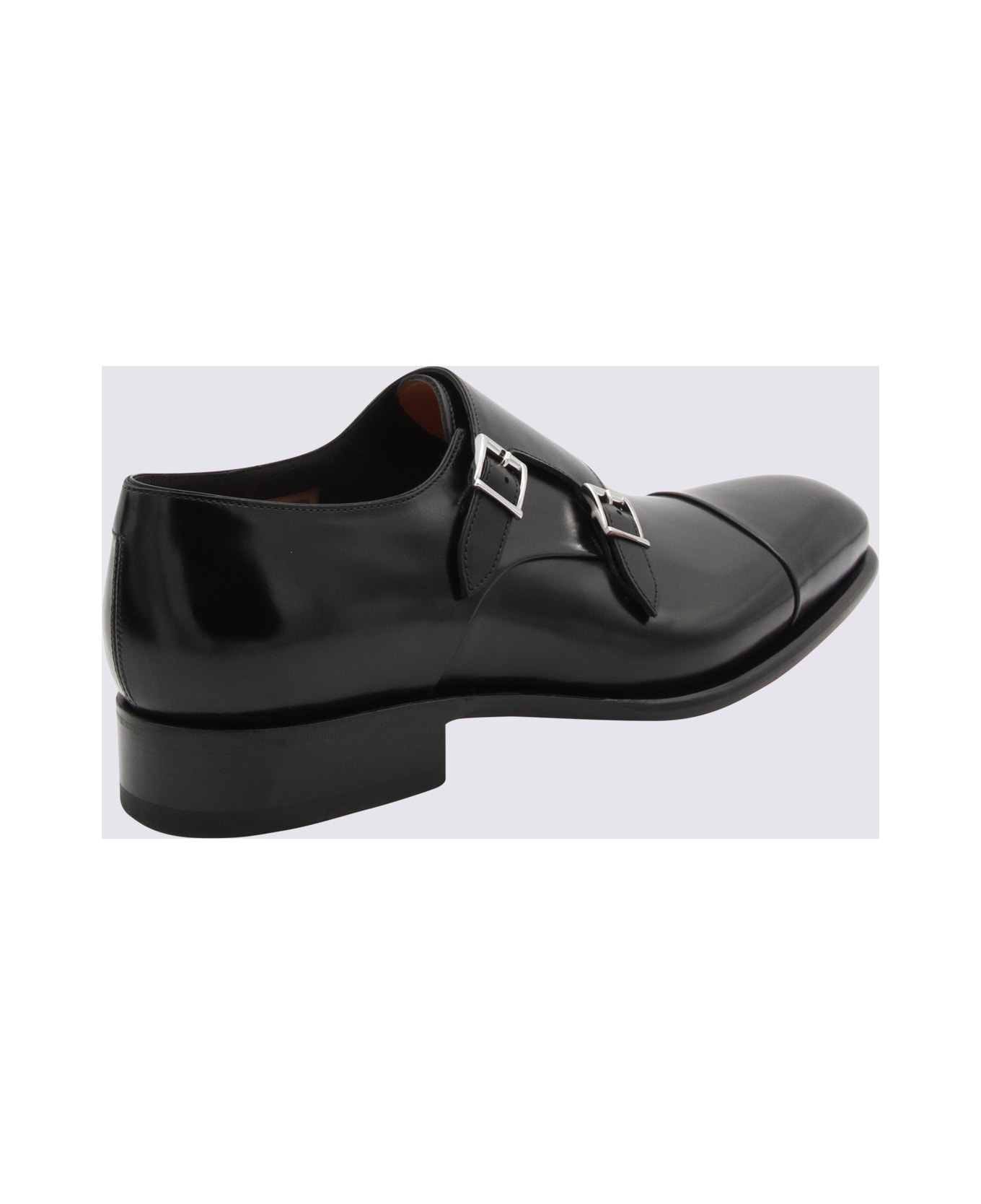 Santoni Black Leather Formal Shoes - Black ローファー＆デッキシューズ