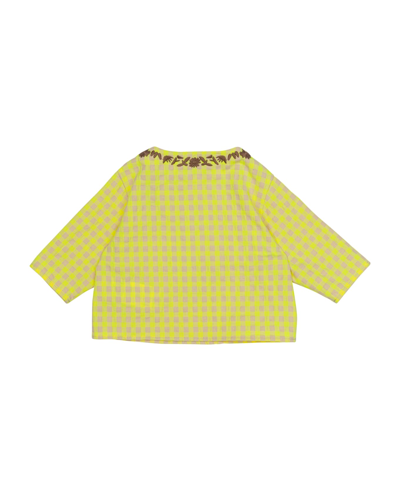 Douuod Checkered Blouse - Yellow シャツ