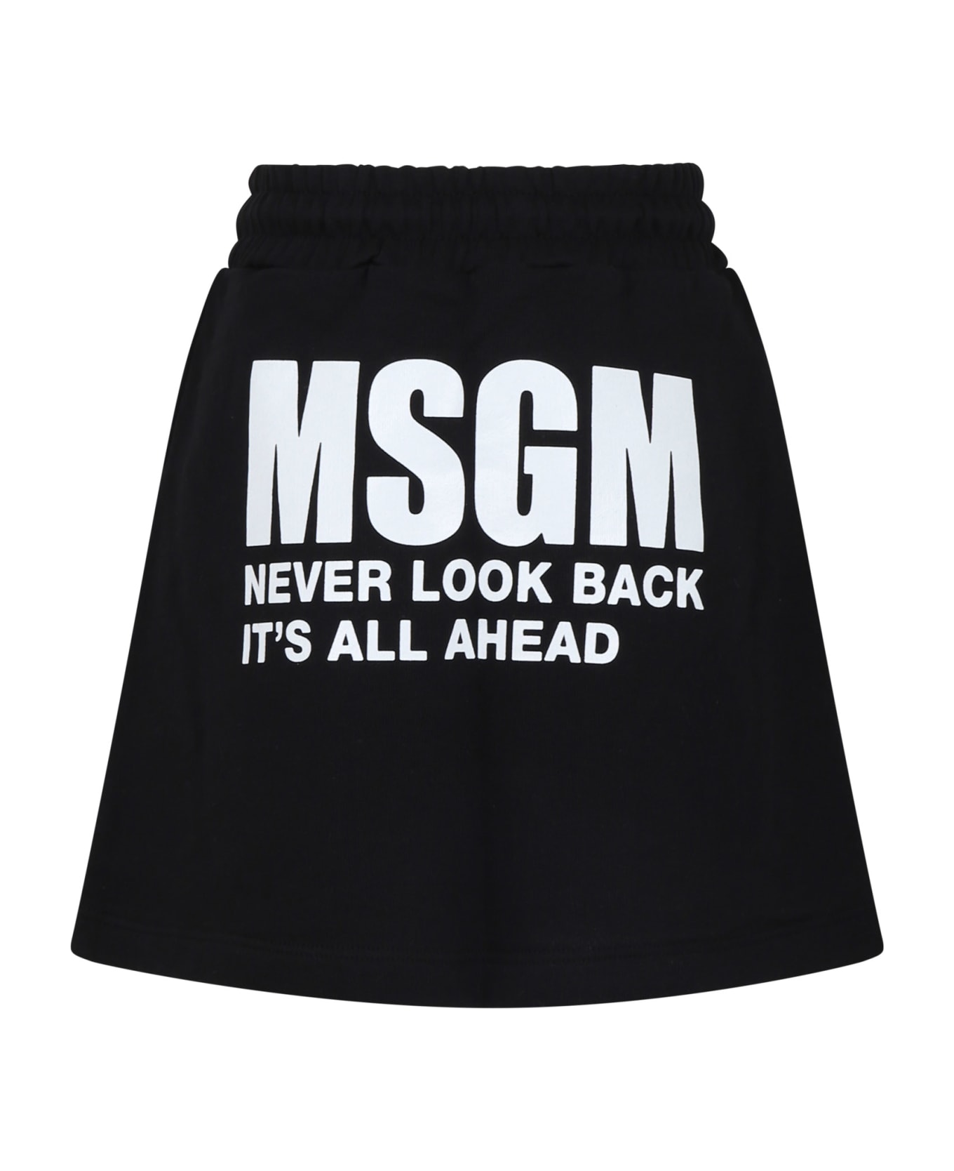 MSGM Black Skirt For Girl With Logo And Writing - Nero
