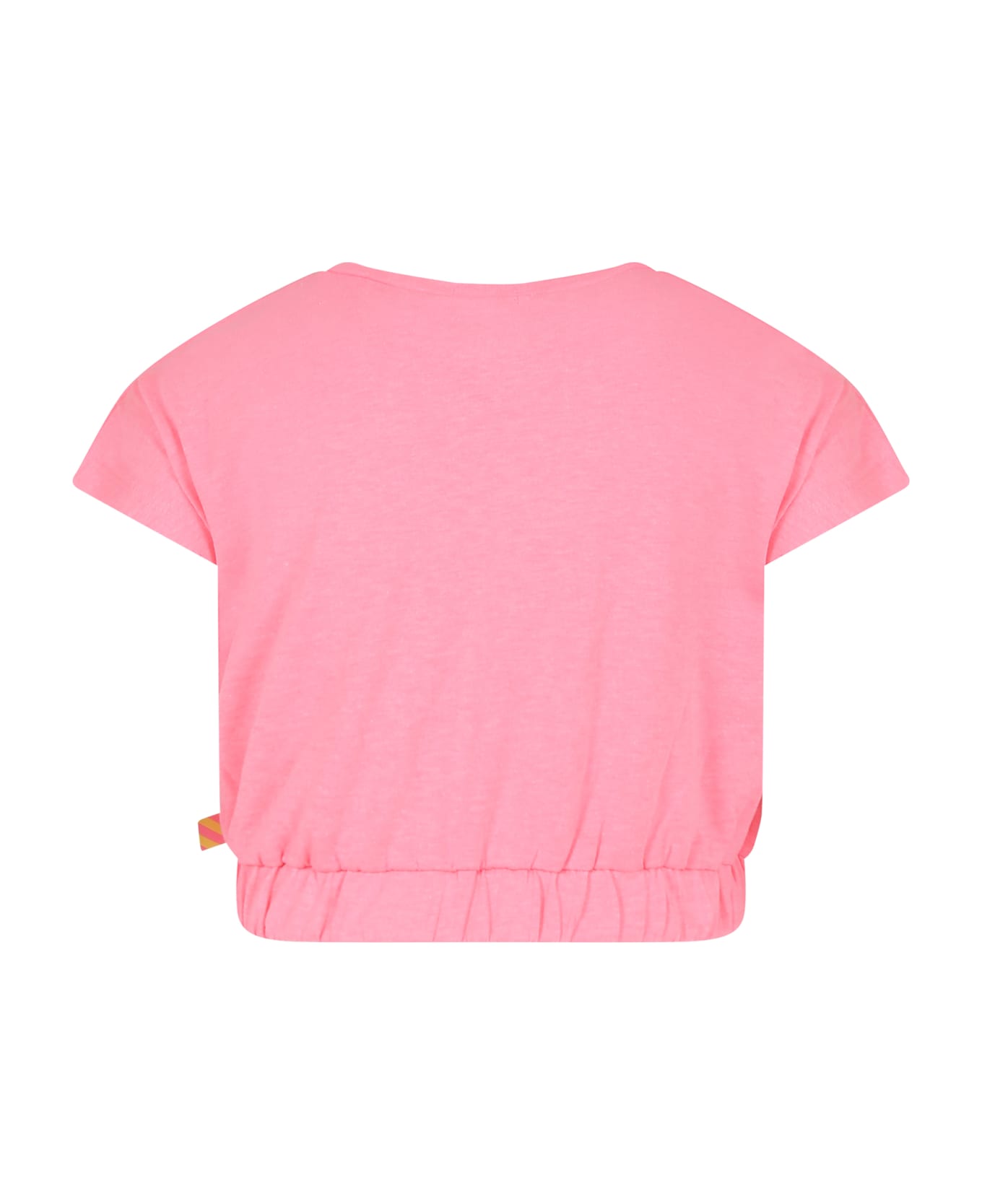 Billieblush Fuchsia Crop T-shirt For Girl With Heart And Logo - Fuchsia