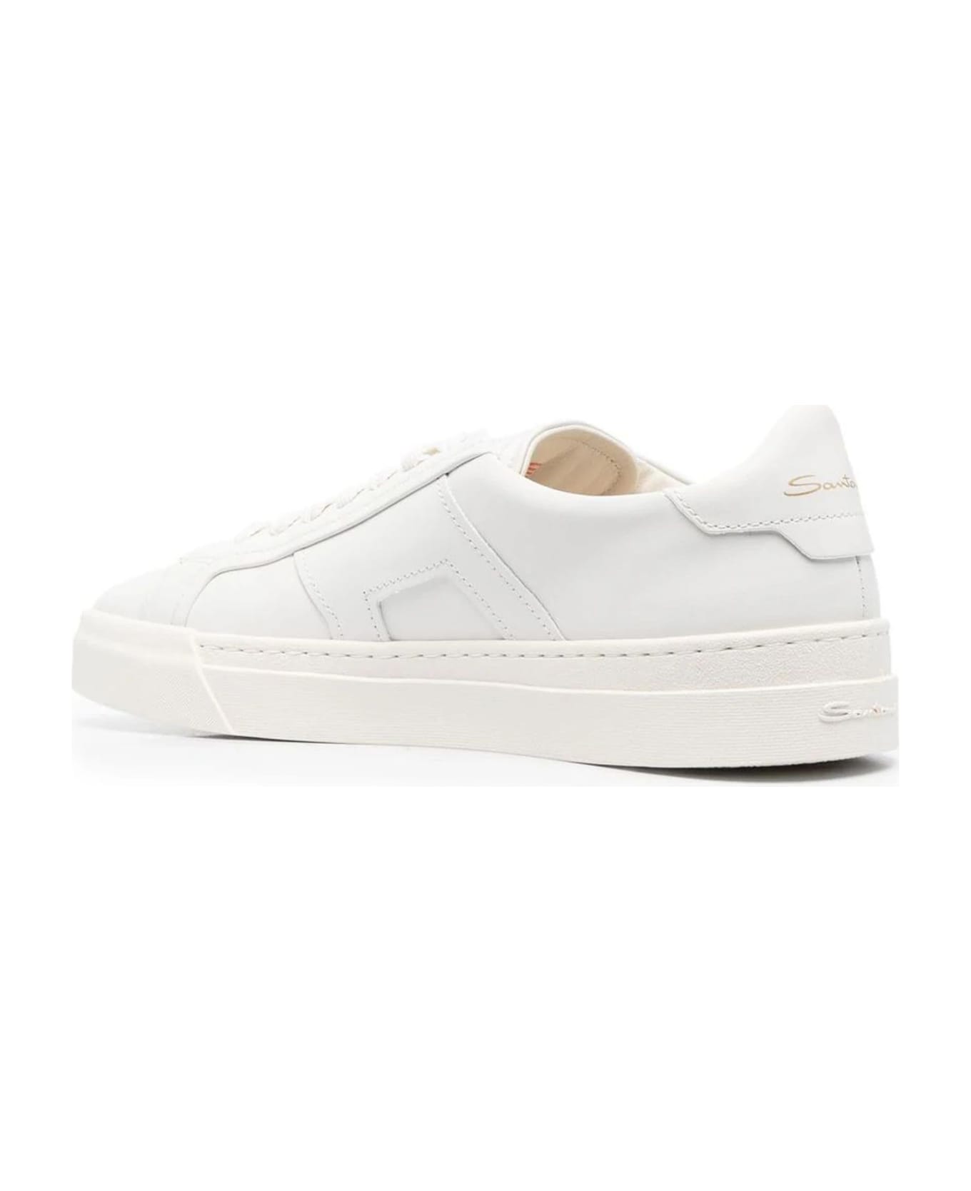 Santoni White Leather Sneakers - White