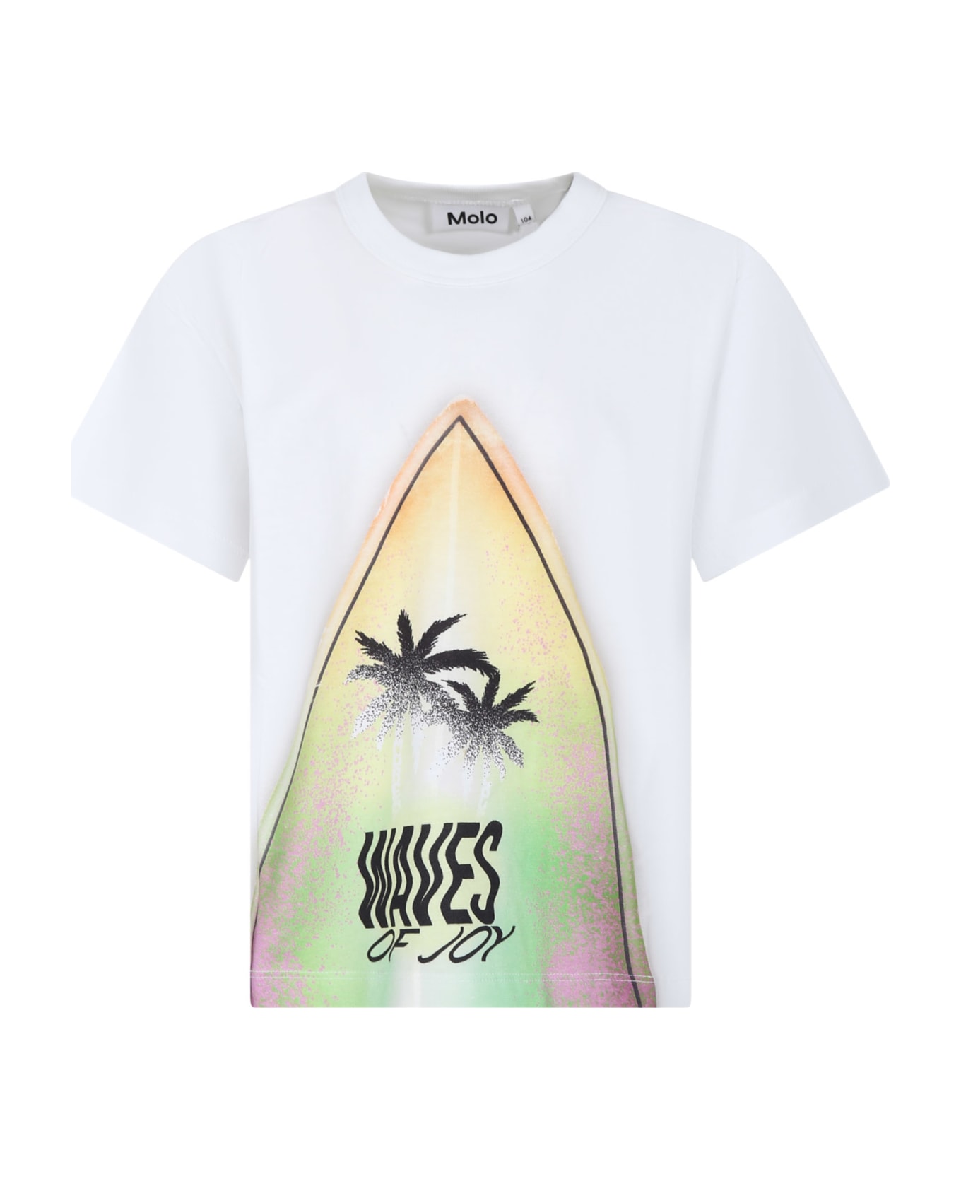 Molo White T-shirt For Boy With Surfboard Print - White