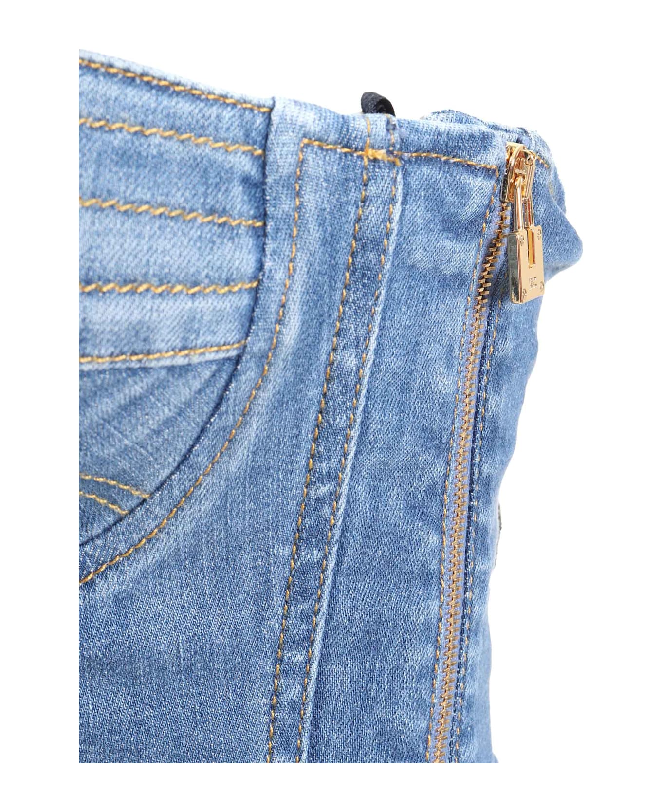 Elisabetta Franchi Denim Top - BLUE