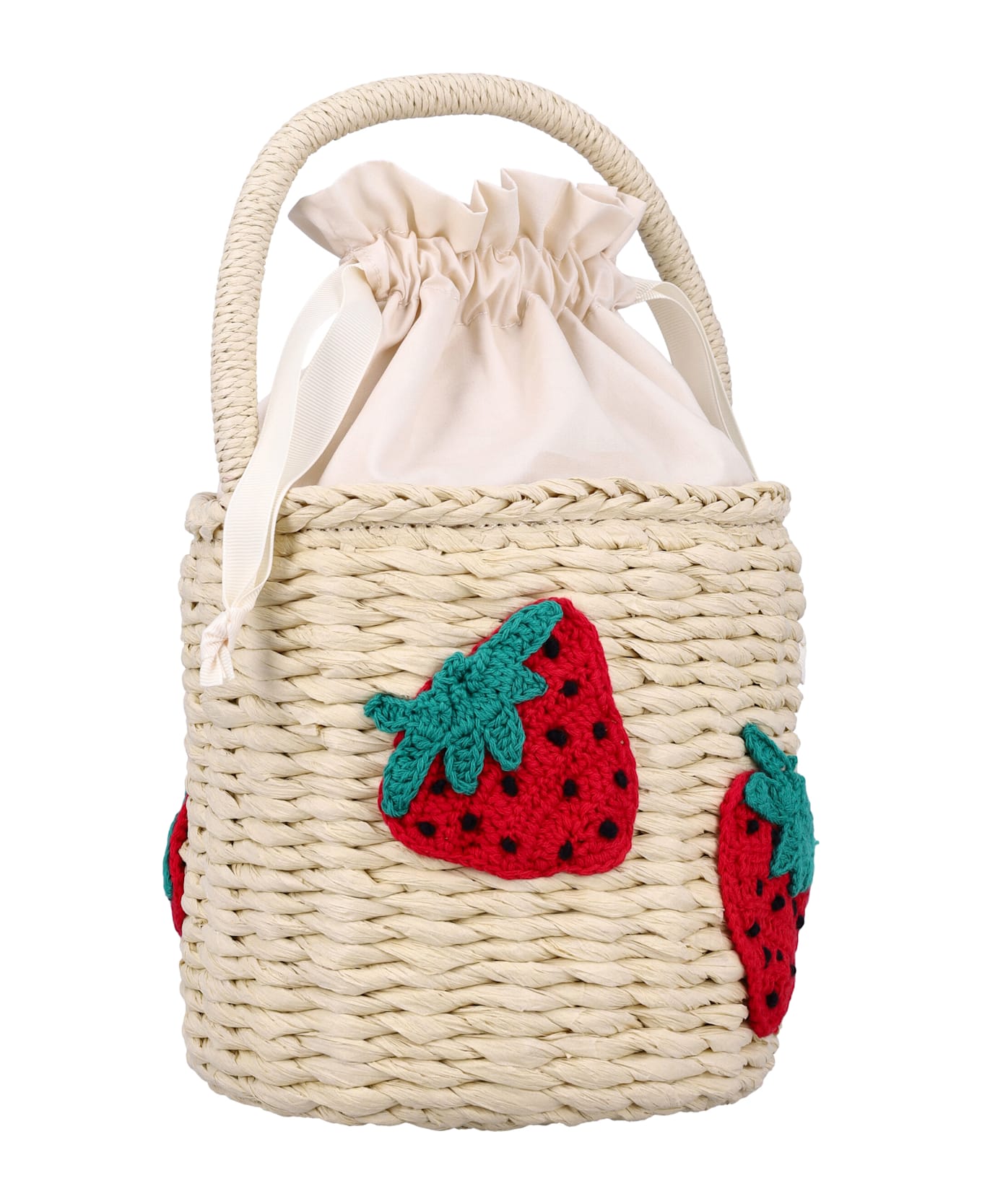 Stella McCartney Kids Kid - Strawberry Straw Bucket Bag - BEIGE