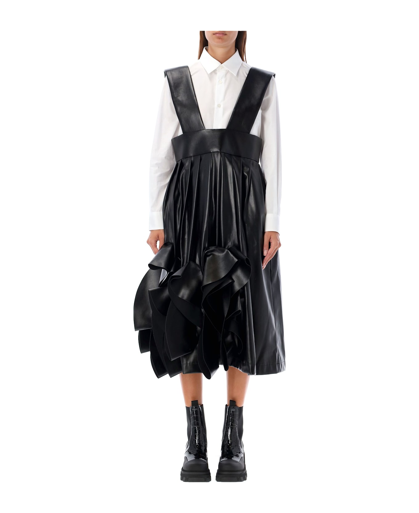 Comme des Garçons Eco Leather Skirt Salopette - BLACK