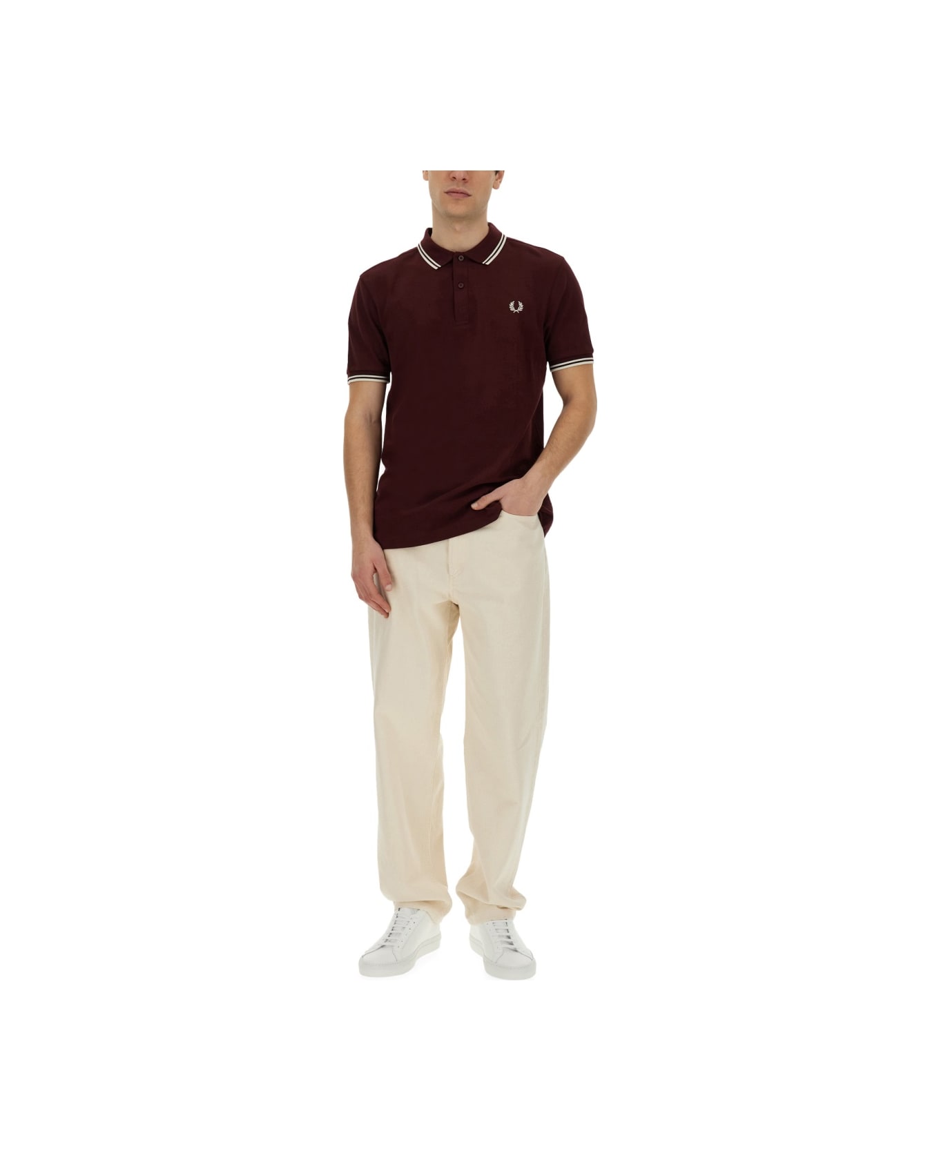 Fred Perry Polo With Logo - BORDEAUX