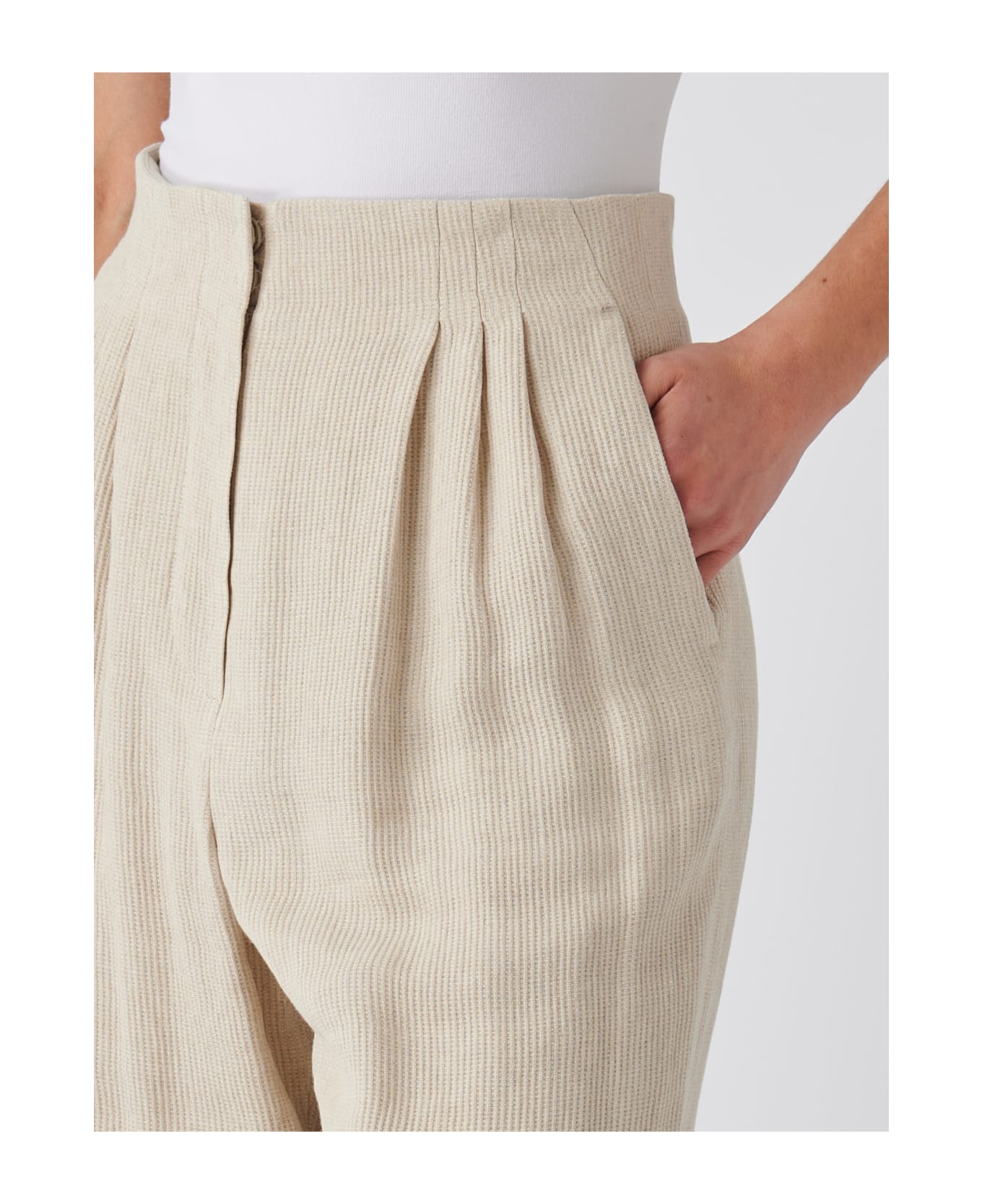 Emporio Armani Linen Trousers - ECRU'