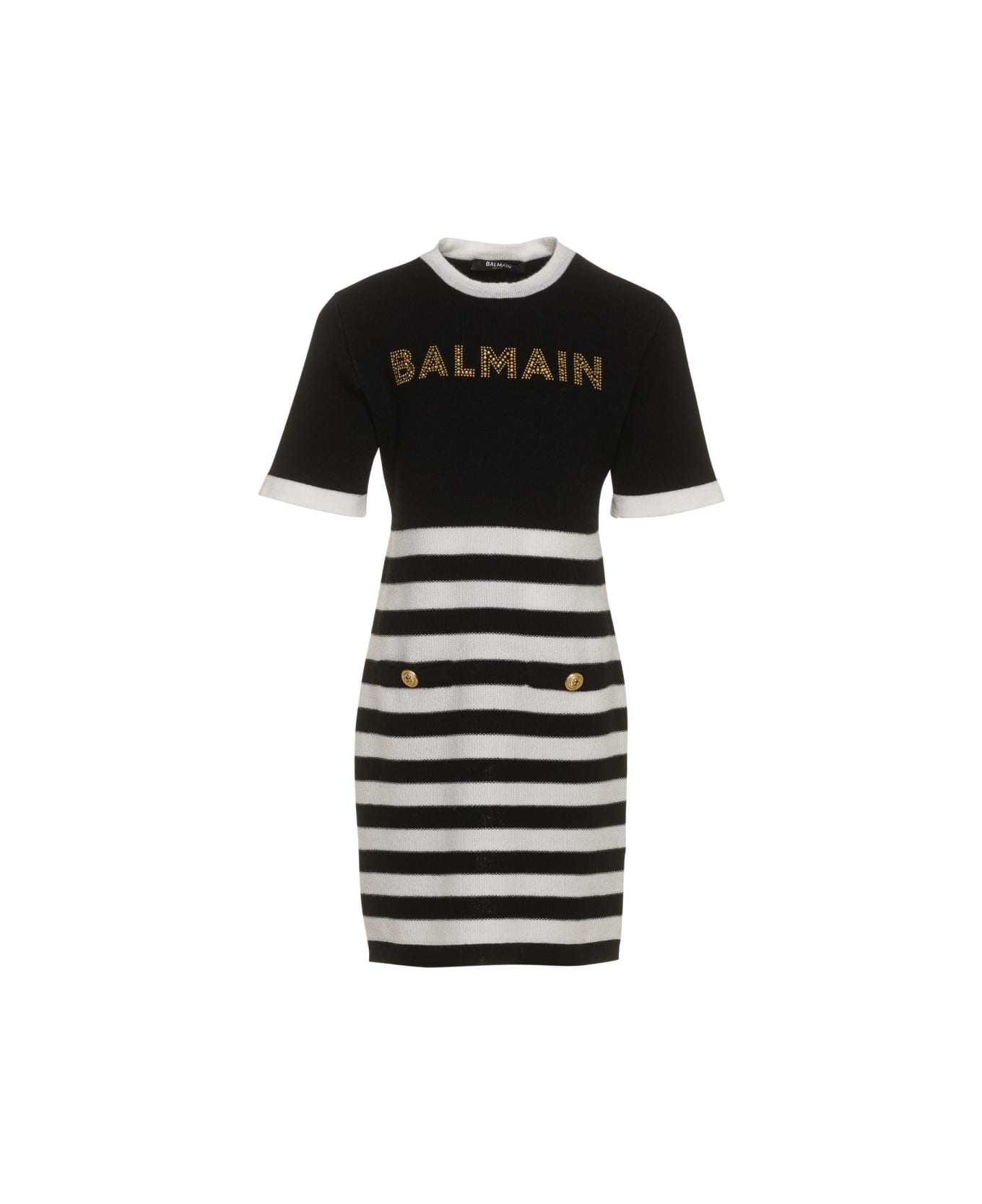 Balmain Logo Knit Dress And Stripes - MULTICOLOUR