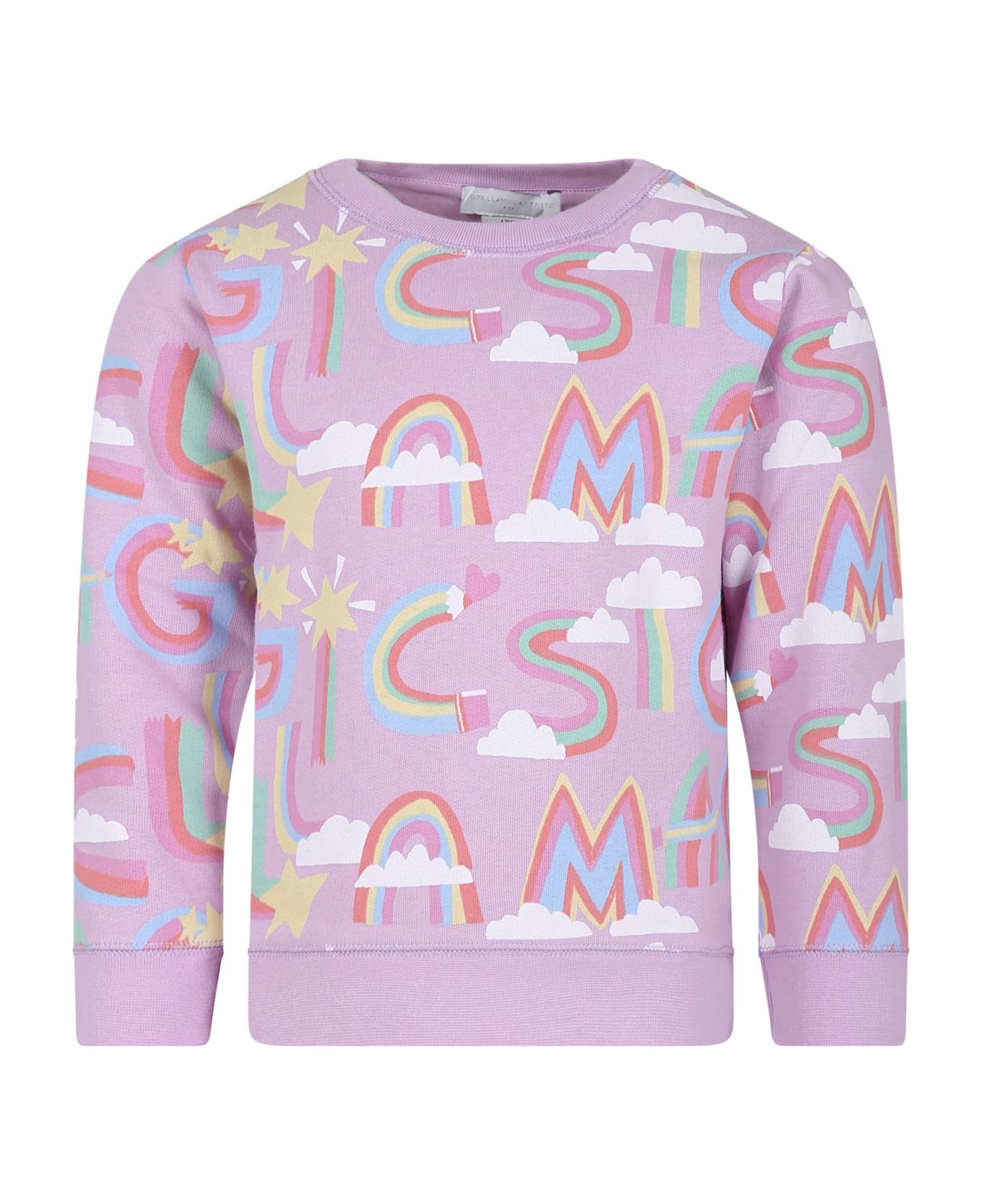 Stella McCartney Kids Purple Sweatshirt For Girl With Rainbow Logo - Violet