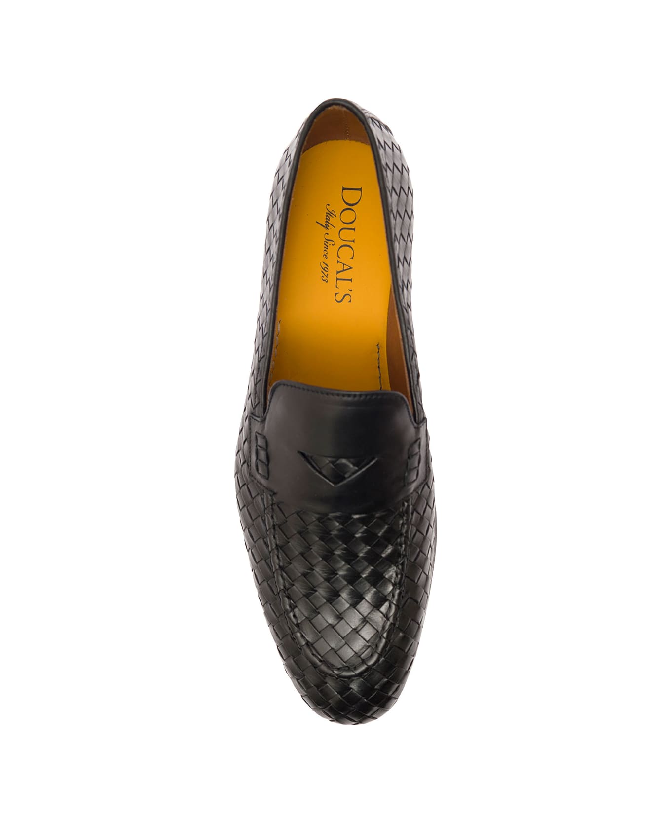 Doucal's Black Pull On Loafers In Woven Leather Man - Black
