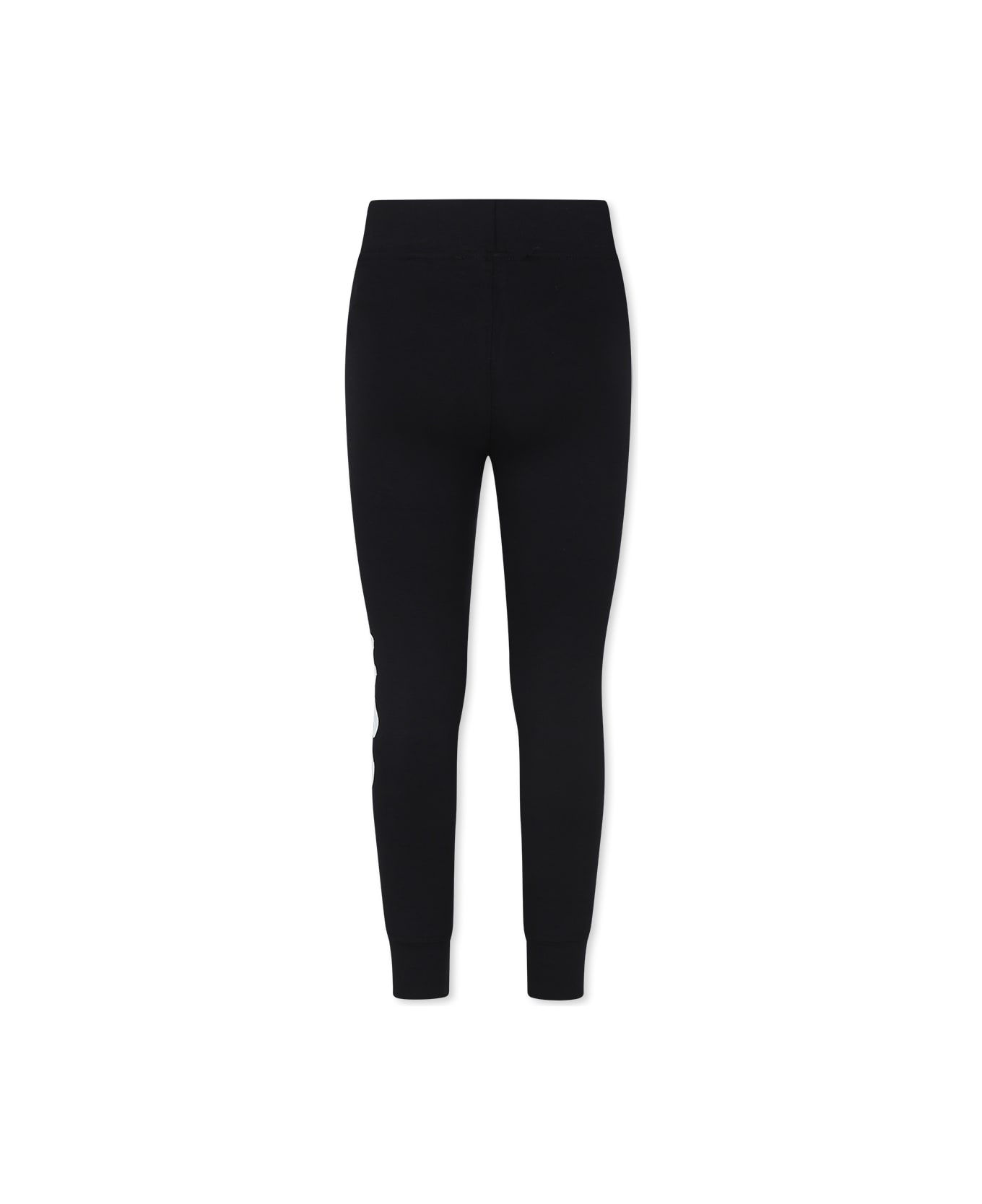 MSGM Black Leggings For Girl With Logo - Black