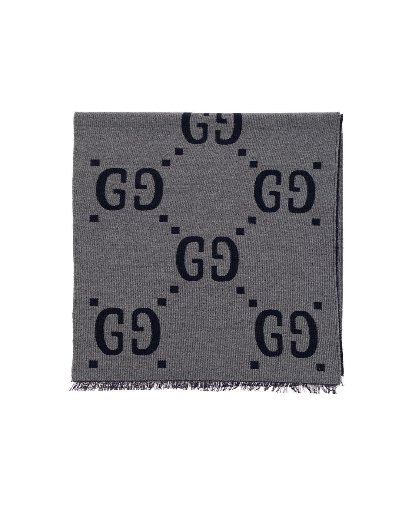 Gucci Gg Jacquard Scarf - Grey スカーフ