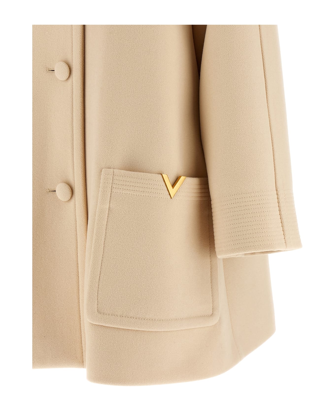 Valentino Garavani Wool Drap Coat - Beige