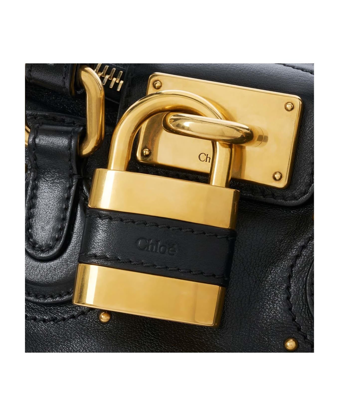 Chloé Small Paddington Bag In Maroon Leather - Black