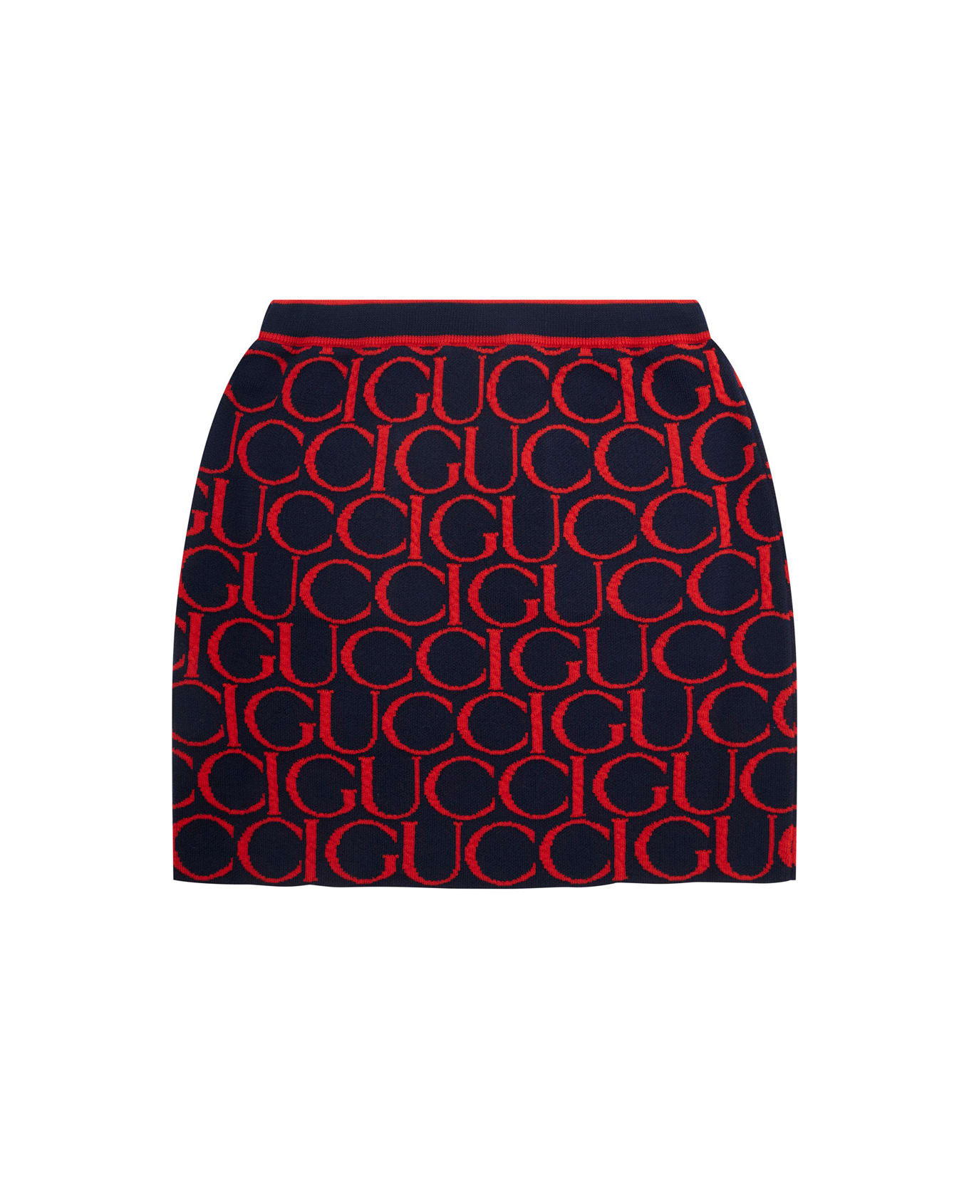 Gucci Multicolor Skirt With All-over Logo Print In Wool Girl - Multicolor