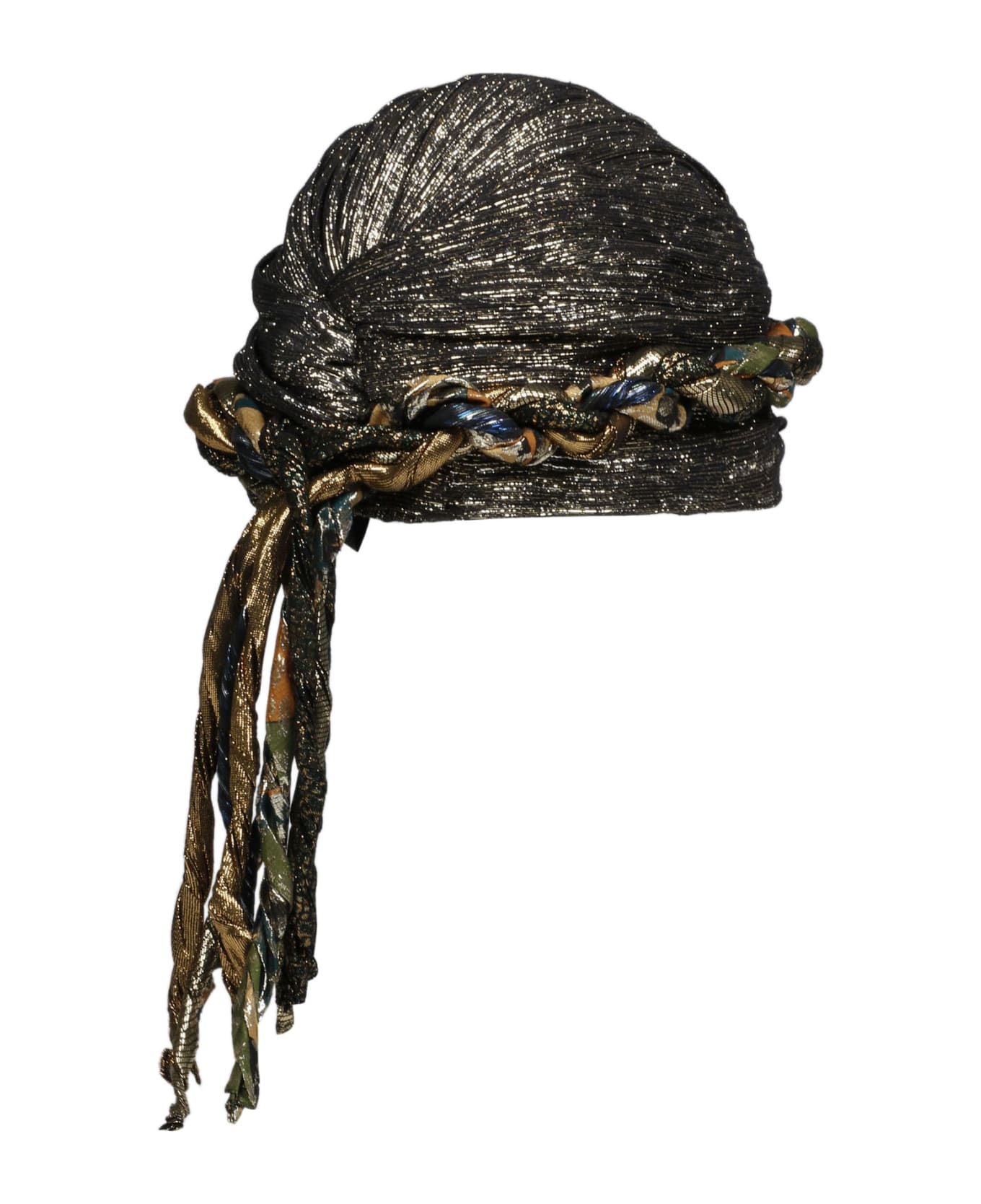 Saint Laurent Lame` Silk Turban With Fringes