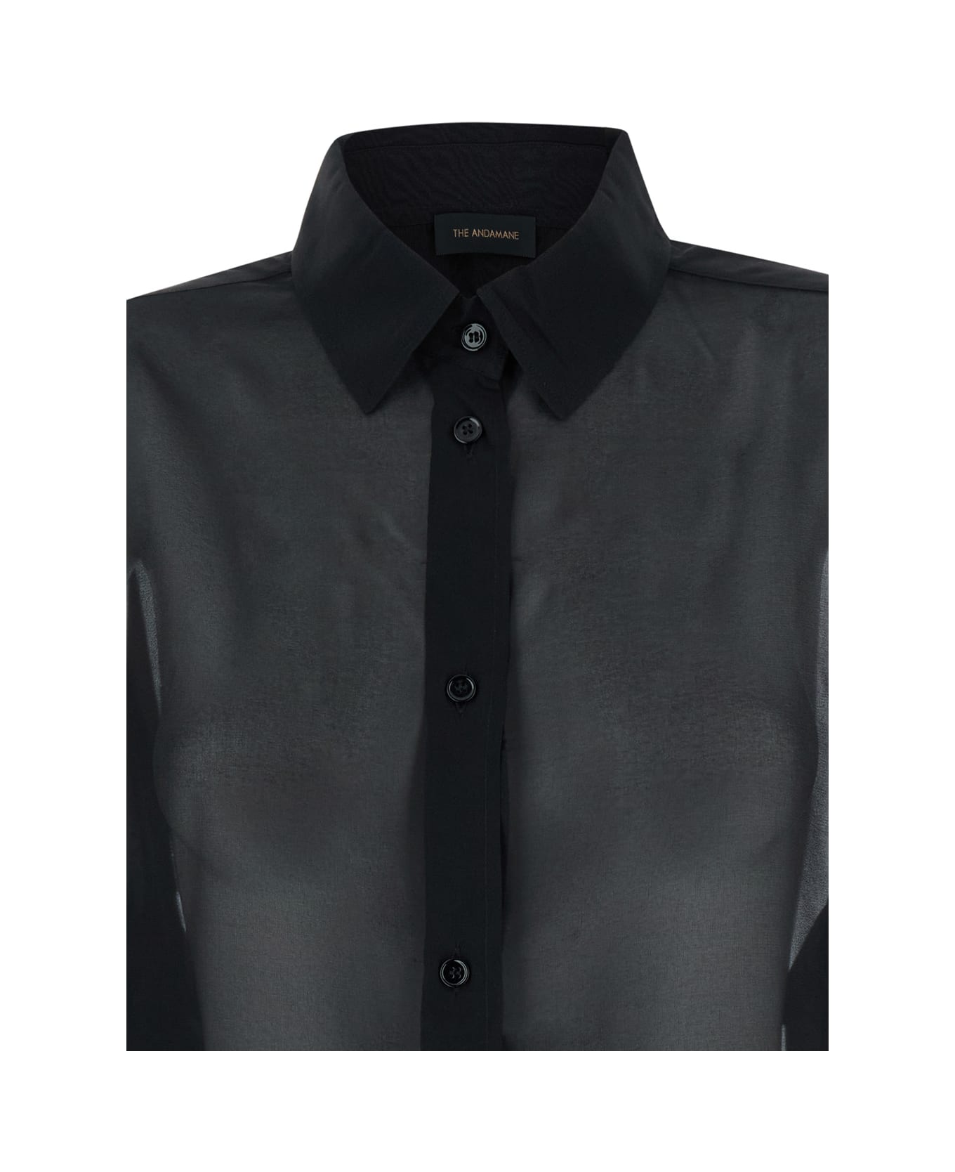 The Andamane Black Shirt With Buttons In Stretch Silk Woman - Black シャツ