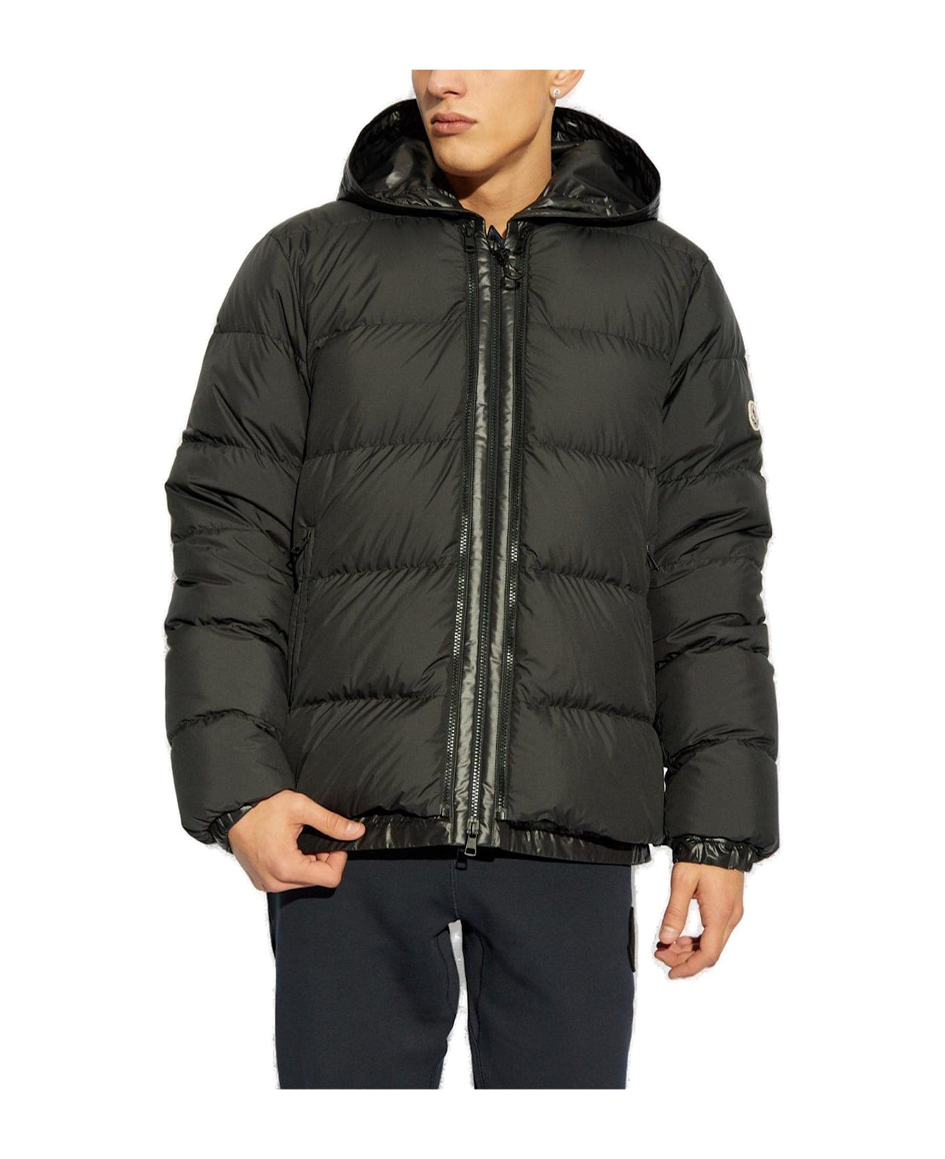 Moncler Zip-up Hooded Puffer Jacket - Black