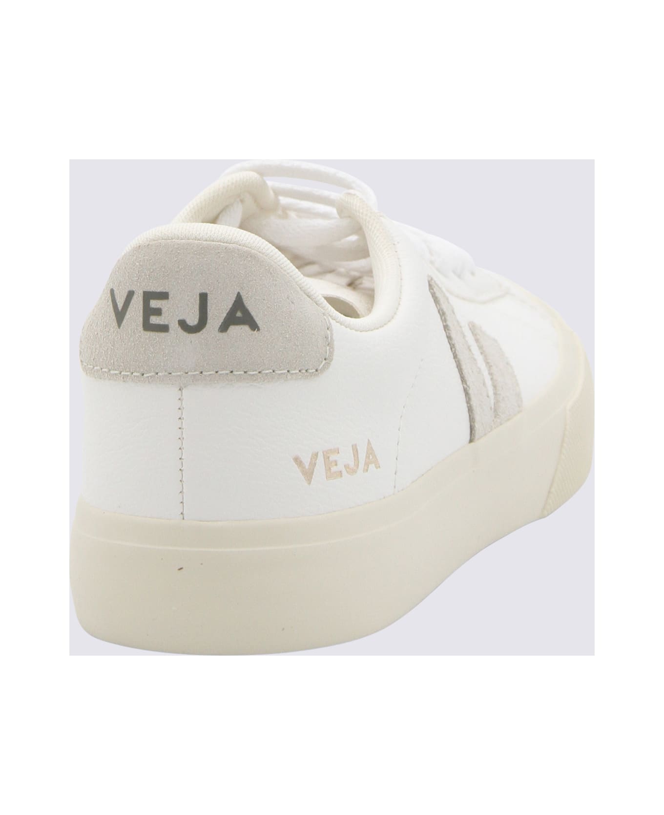 Veja White Leather Campo Sneakers - WHITE NATURAL