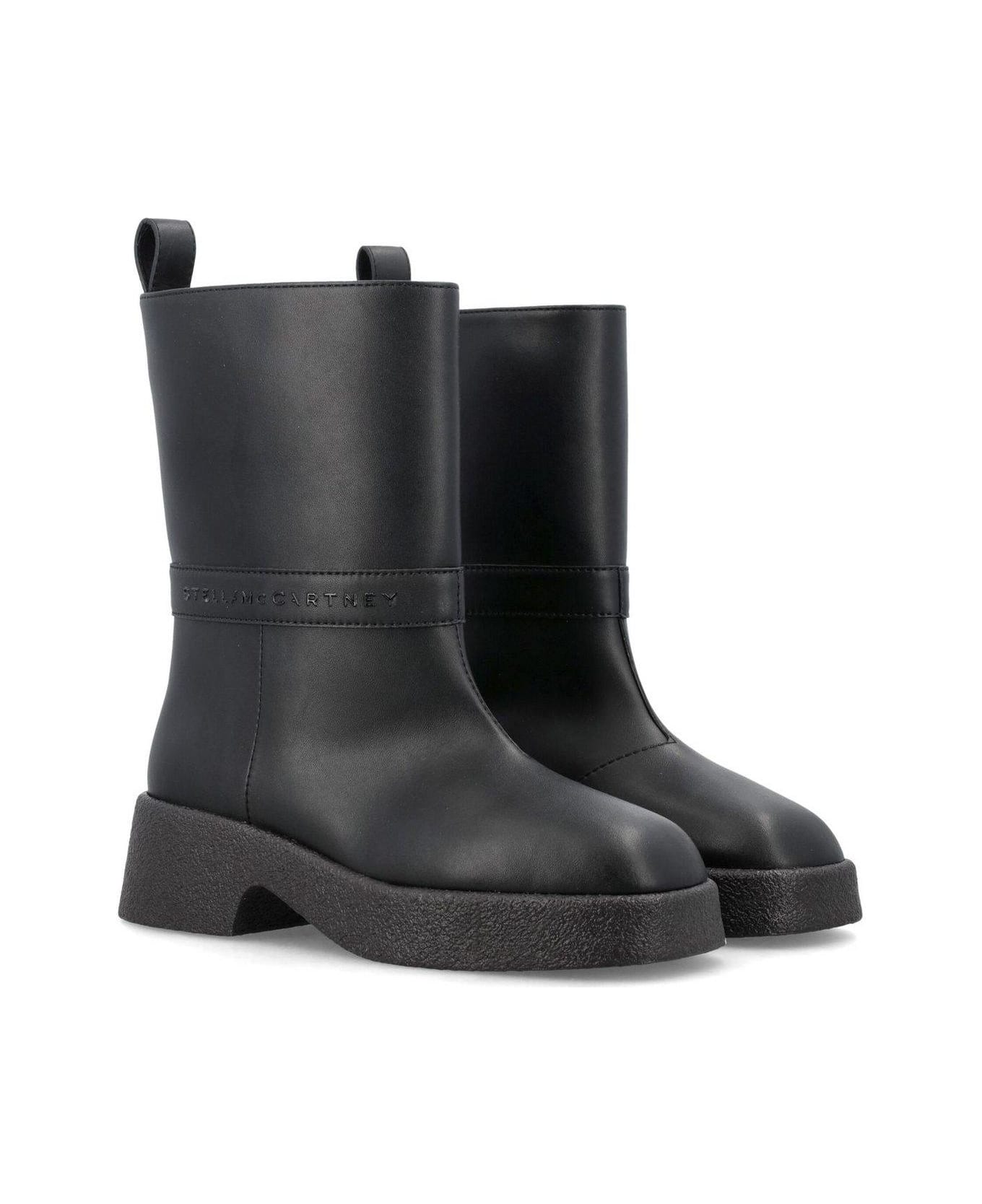 Stella McCartney Logo Lettering Pull-on Ankle Boots - Black ブーツ