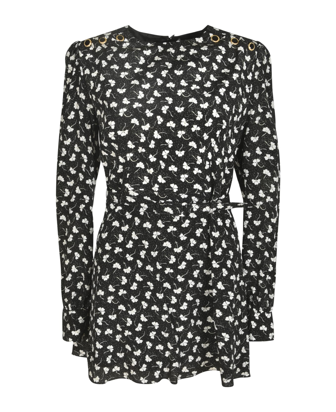 Alessandra Rich Clover Print Mini Dress - Black/White