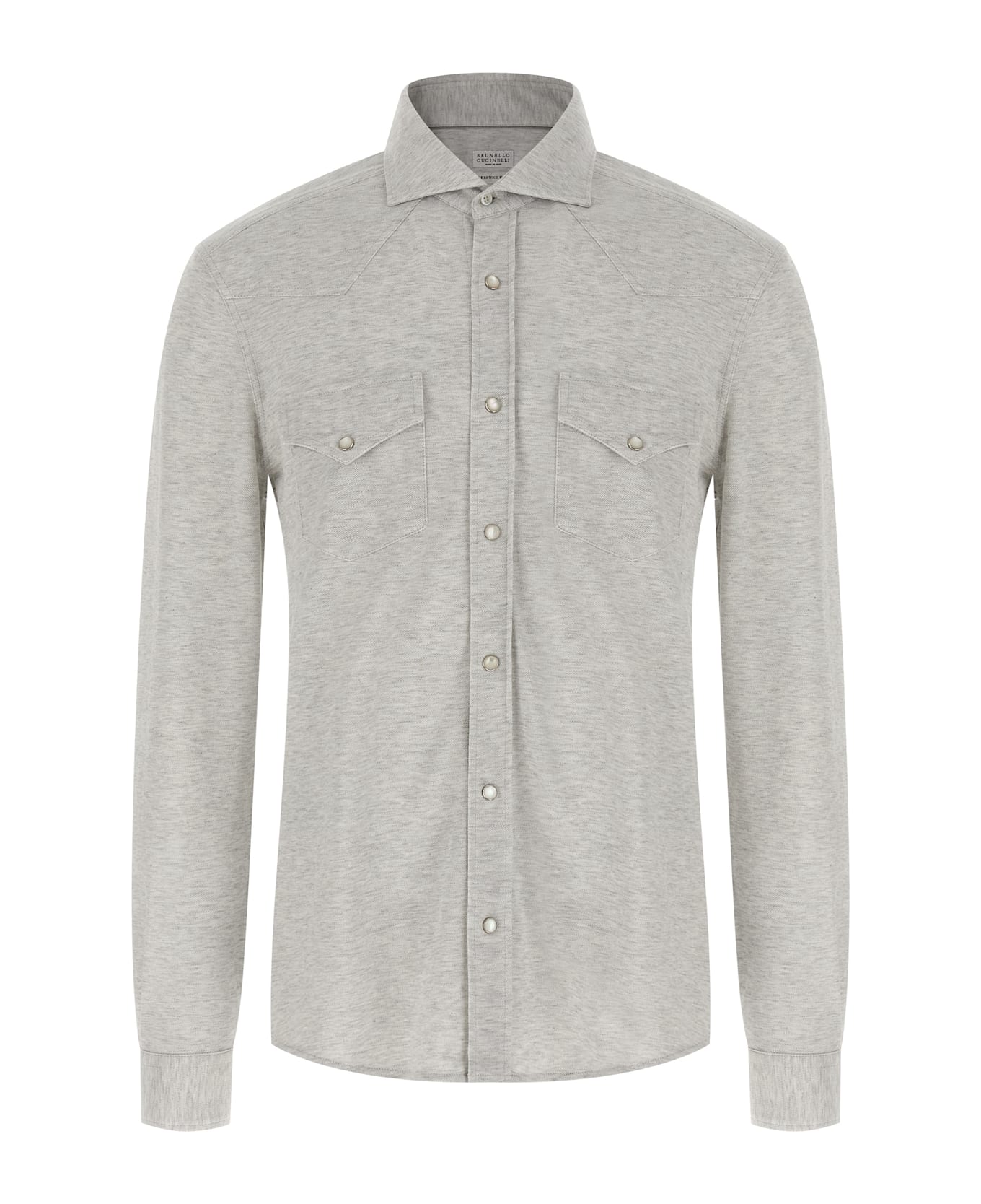 Brunello Cucinelli Piqué Cotton Shirt - Gray