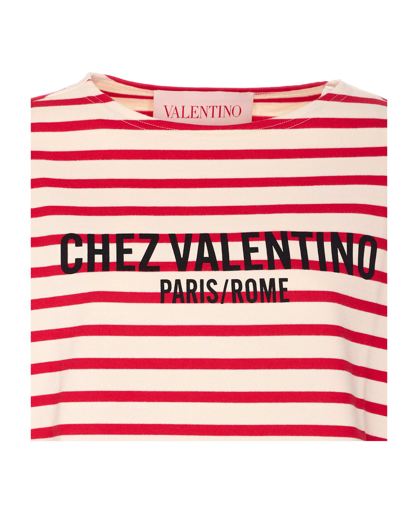 Valentino Garavani Striped Logo Patterned T-shirt - Red