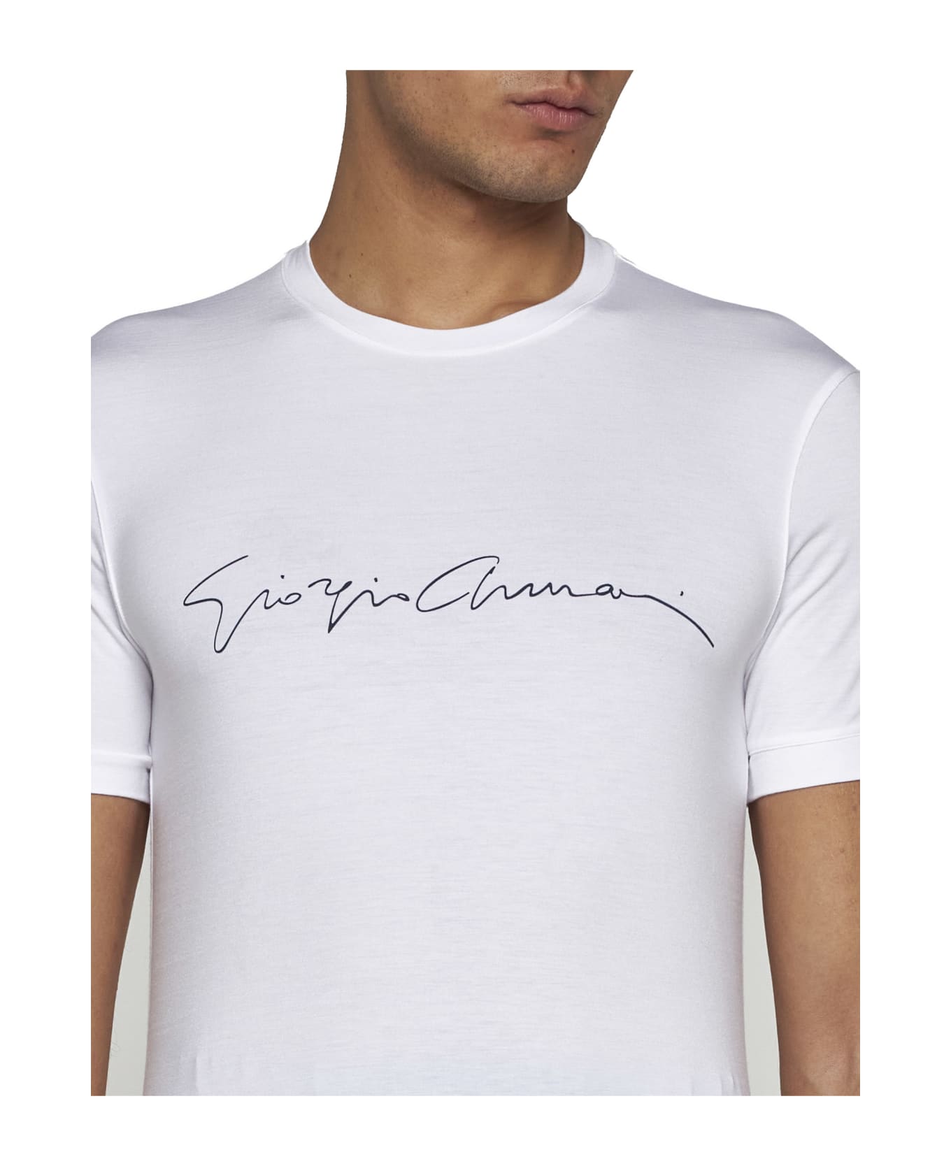 Giorgio Armani Logo Viscose T-shirt - Bianco ottico