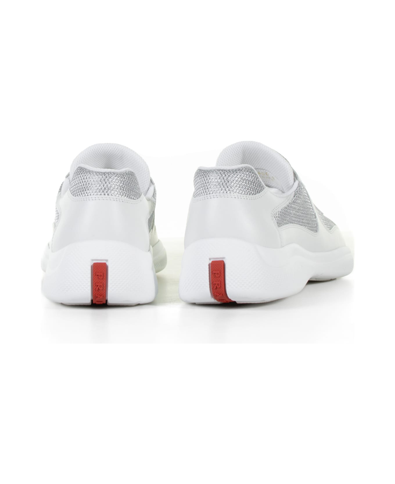 Prada America's Cup Sneakers With Linea Rossa Logo - Bianco/argento スニーカー