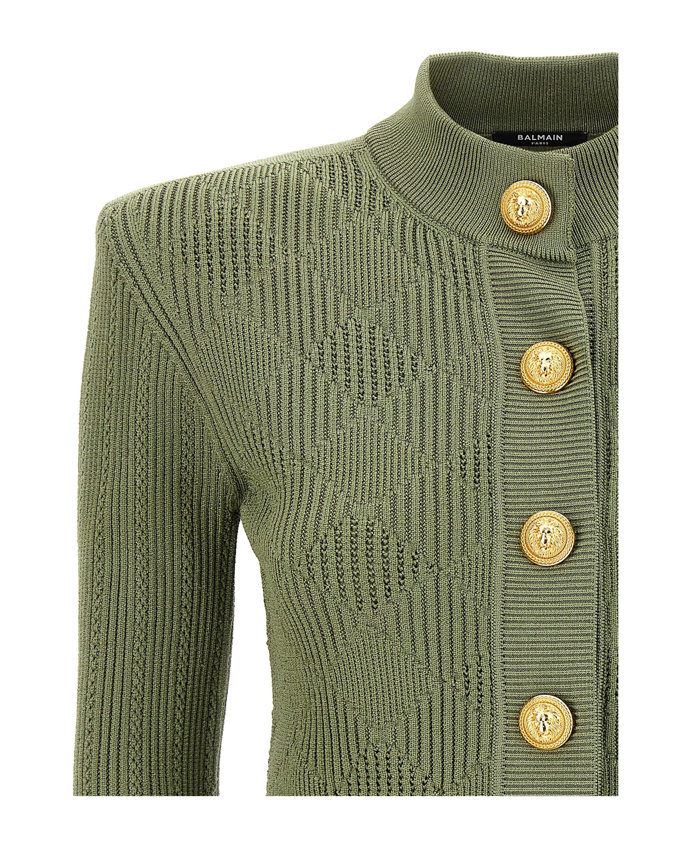 Balmain Openwork Knit Cardigan - Green