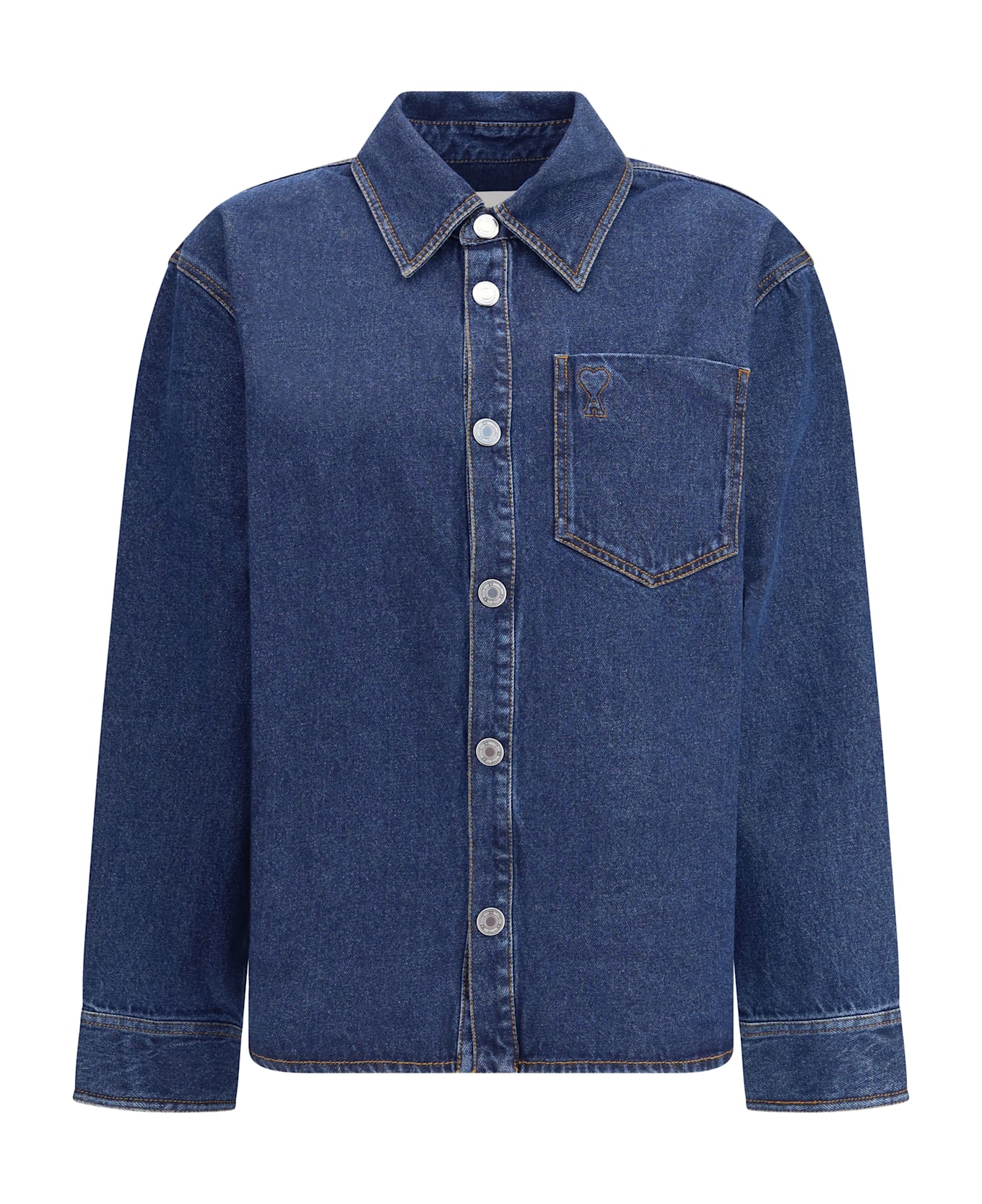 Ami Alexandre Mattiussi Ami De Coeur Cotton Denim Overshirt