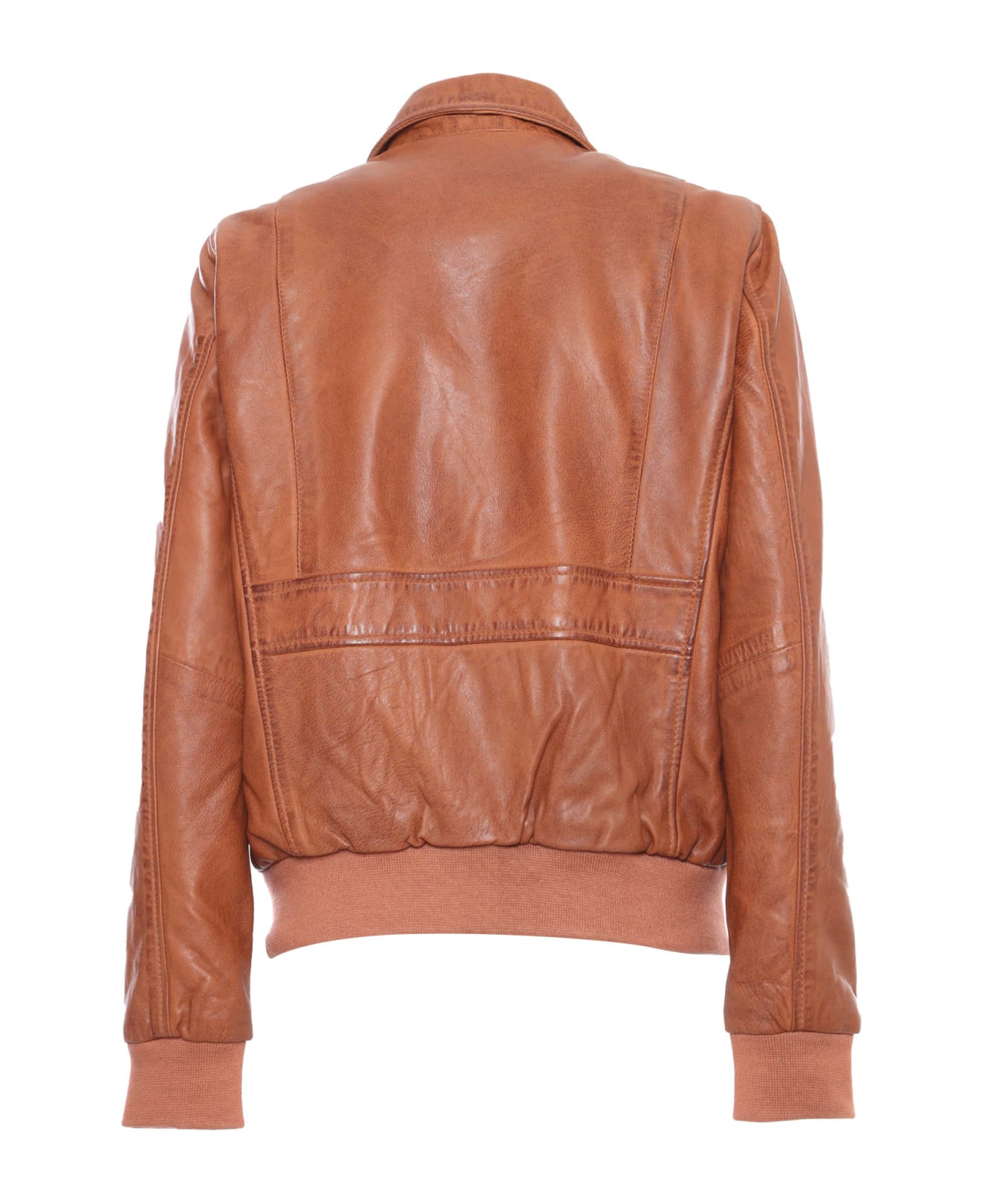 Schott NYC Camel Colored Leather Jacket - BROWN