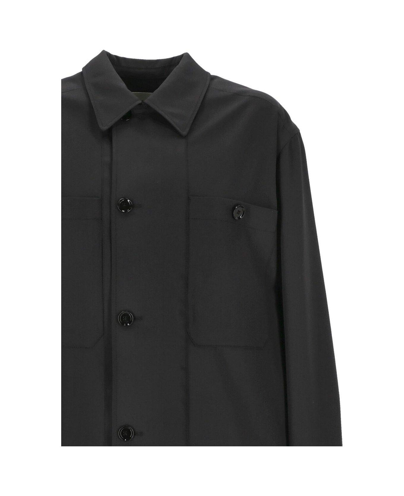 Lemaire Lon Sleeved Buttoned Shirt Jacket - BLACK