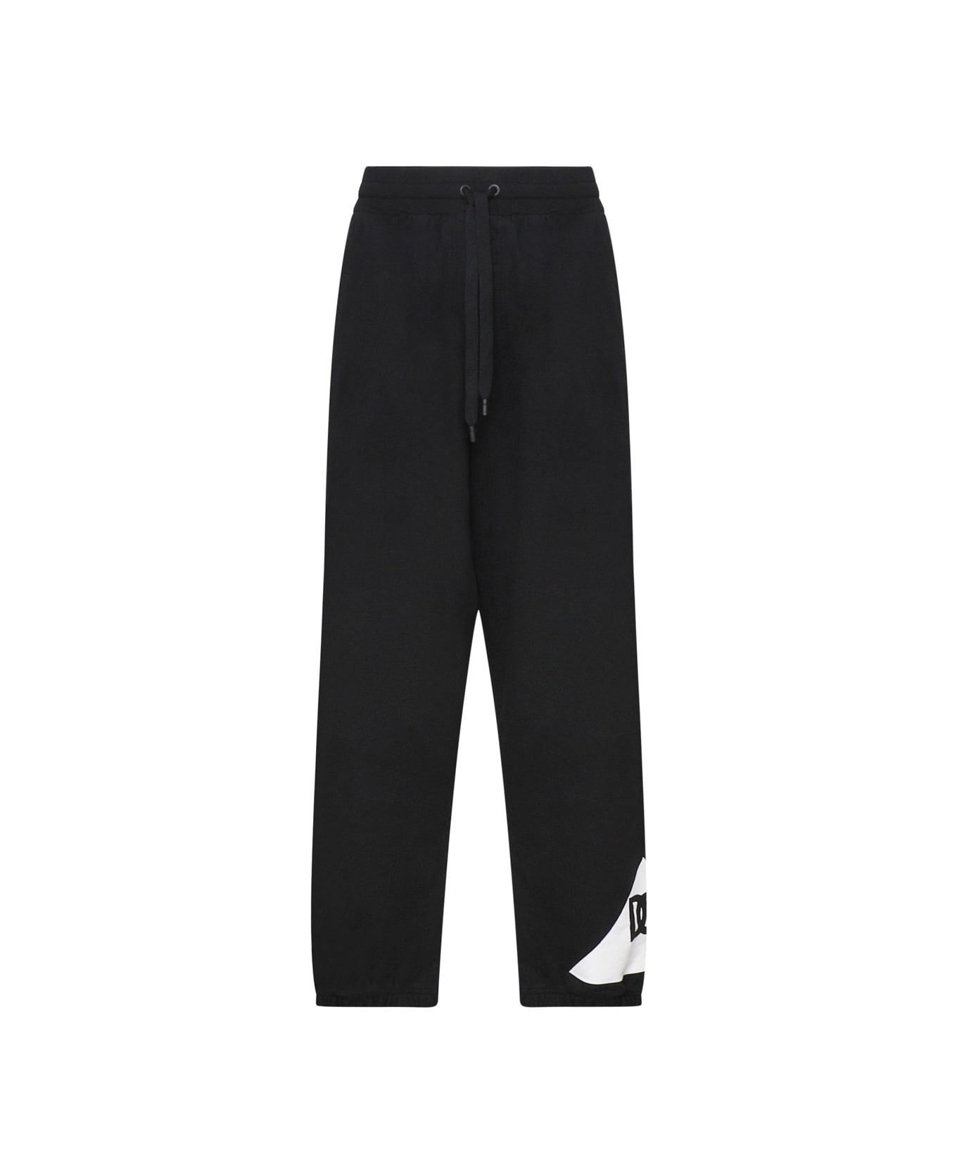 Dolce & Gabbana Cotton Sports Trousers With Logo - Black