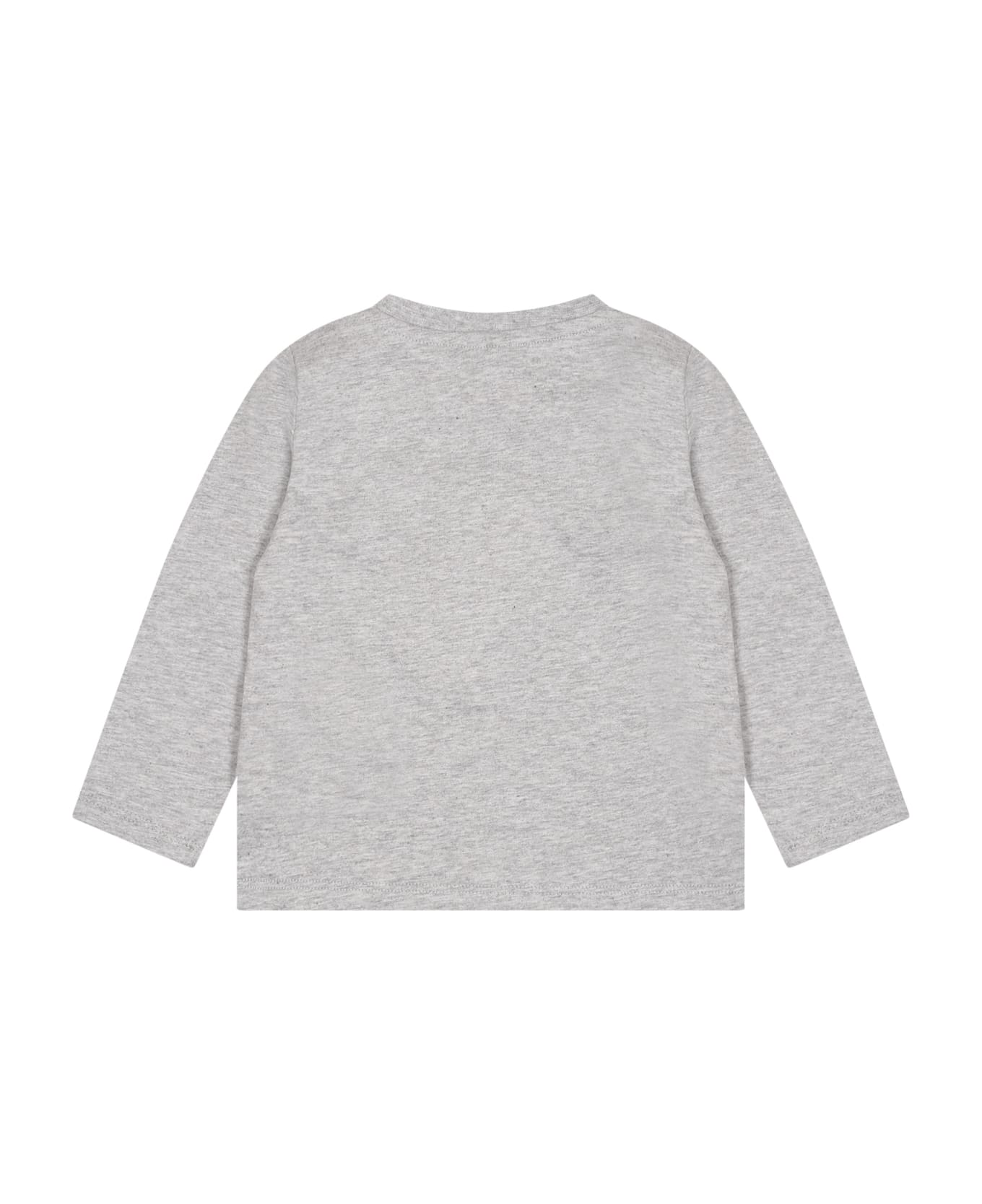 Stella McCartney Kids Black T-shirt For Baby Boy With Logo And Print - Grey